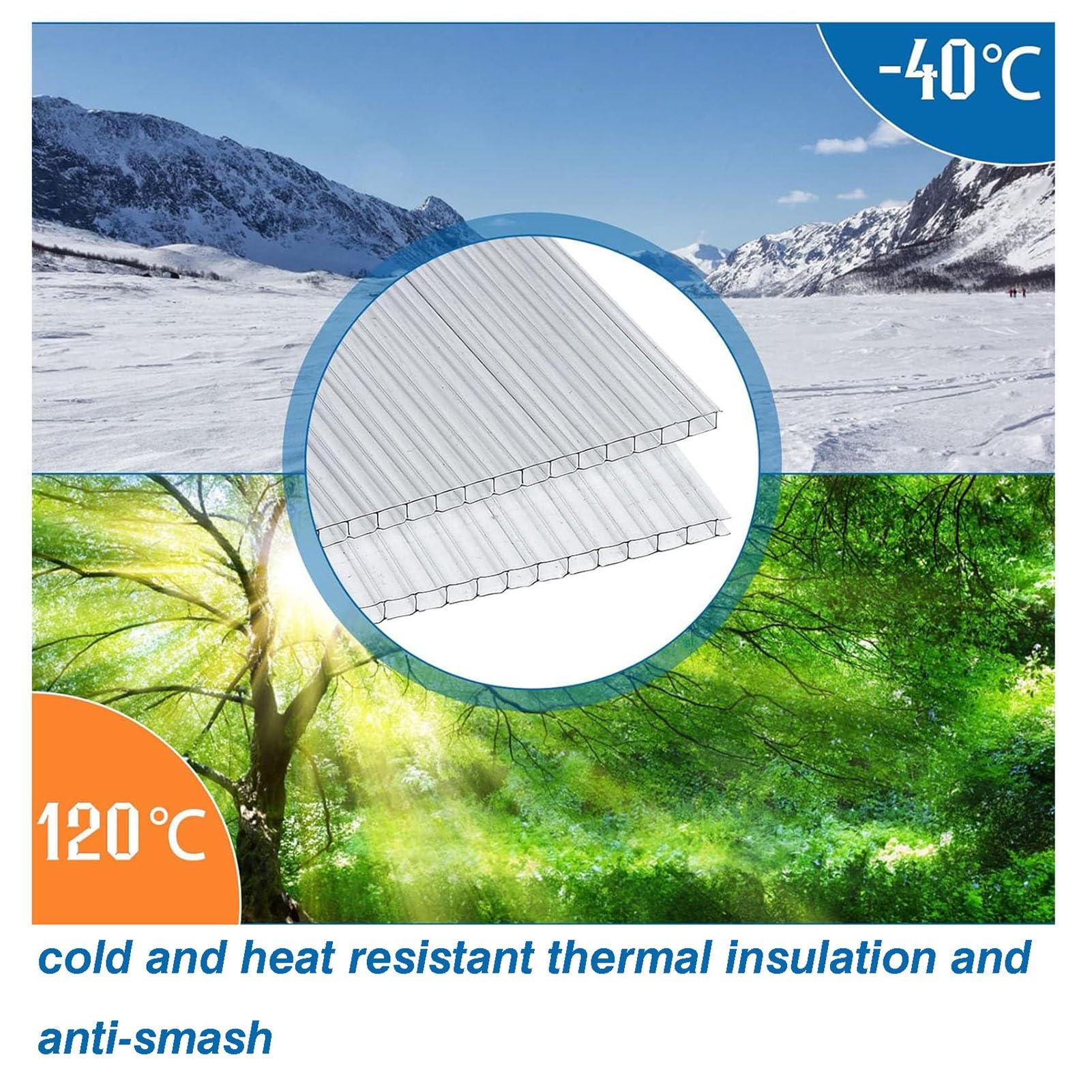12 Stück doppelwandige Polycarbonat-Gewächshausplatten, transparente Isolier- und Tageslichtplatten, geeignet für Dächer in der Landwirtschaft, im Gartenbau, auf landwirtschaftlichen Höfen u