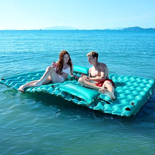 Alfombra flotante inflable gigante mejorada 2025 - Flotador de piscina para adultos con hamaca para piscina, piscina, playa, lago para fiesta