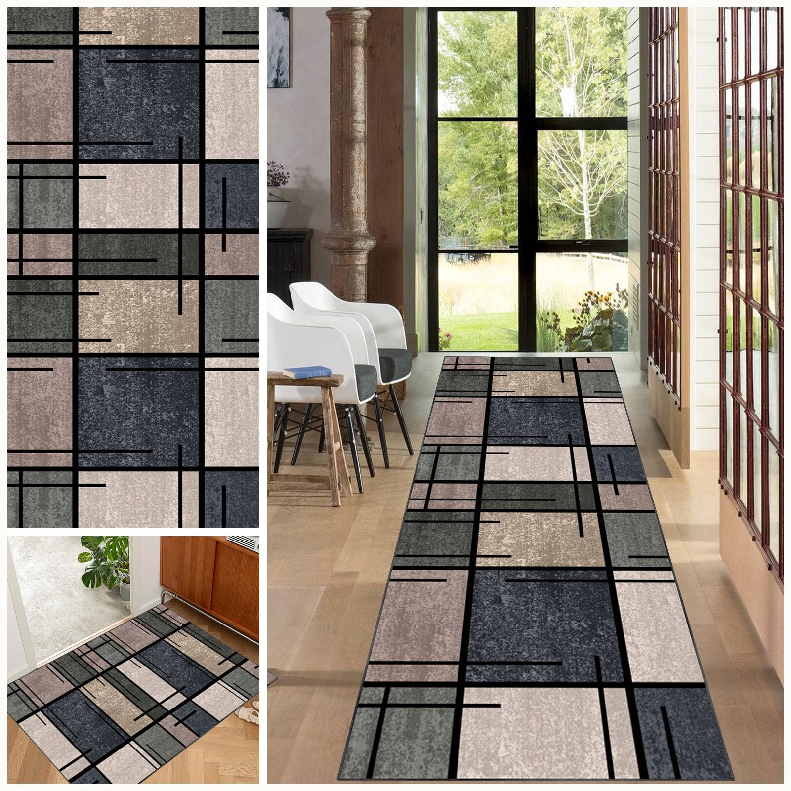 Carpet Runners for Hallways, Non Slip Carpet Runner Absorbent Carpet Floor Mat, Long Hallway Hall Runner Narrow Rugs Area Rug 60 x 80 cm Runner Rug for Hallway Machine Washable Kitchen Runner Rug