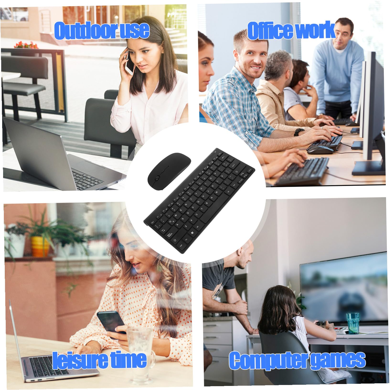 Tastiera Wireless per Computer Layout Spagnolo Latino, Nera