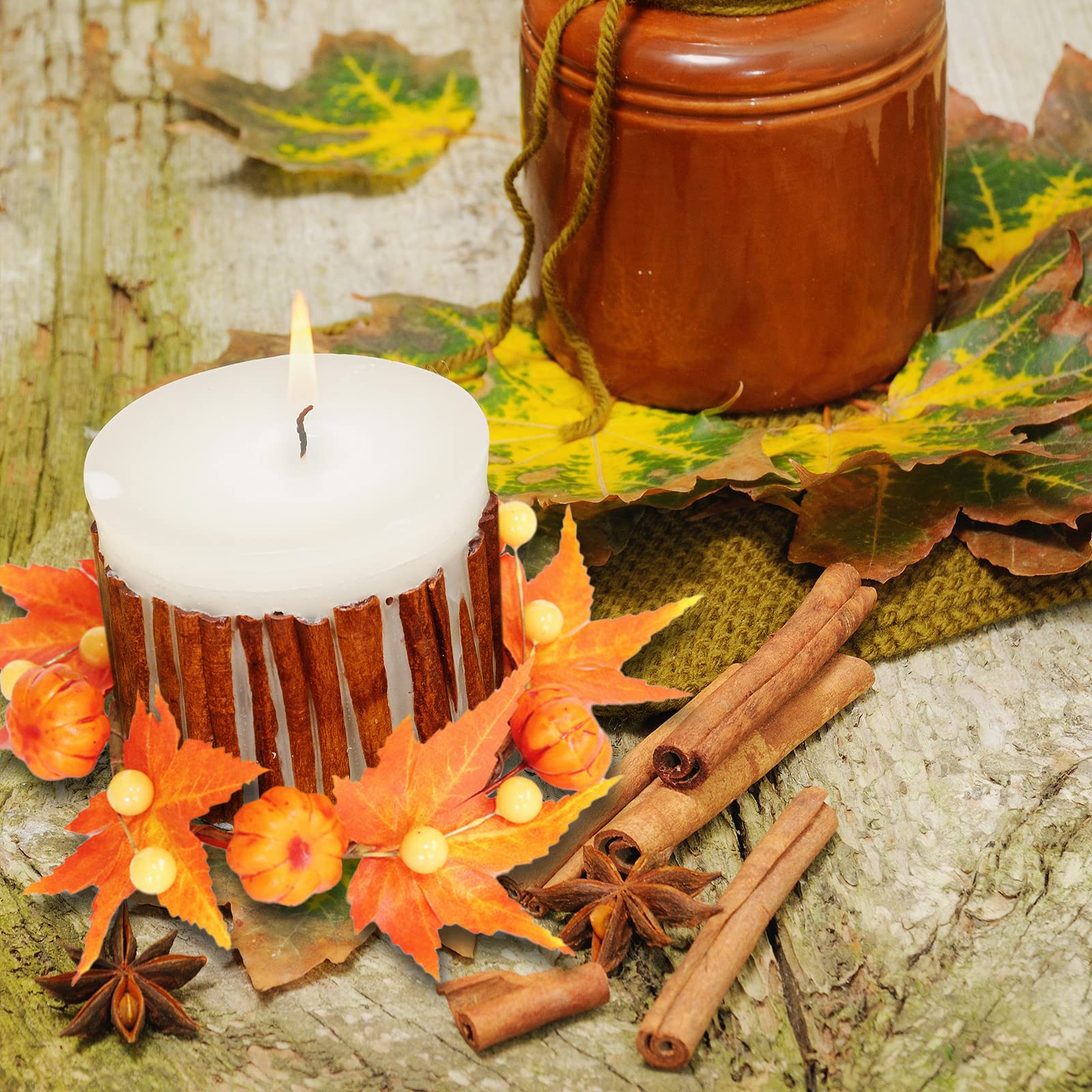 Decoración Otoño 5 Anillos Para Velas Otoñales - Calabazas Y Hojas De Arce  | Decoración Mesa Navideña Coronas Vela Otoño Calabazas, image size:1600x1600