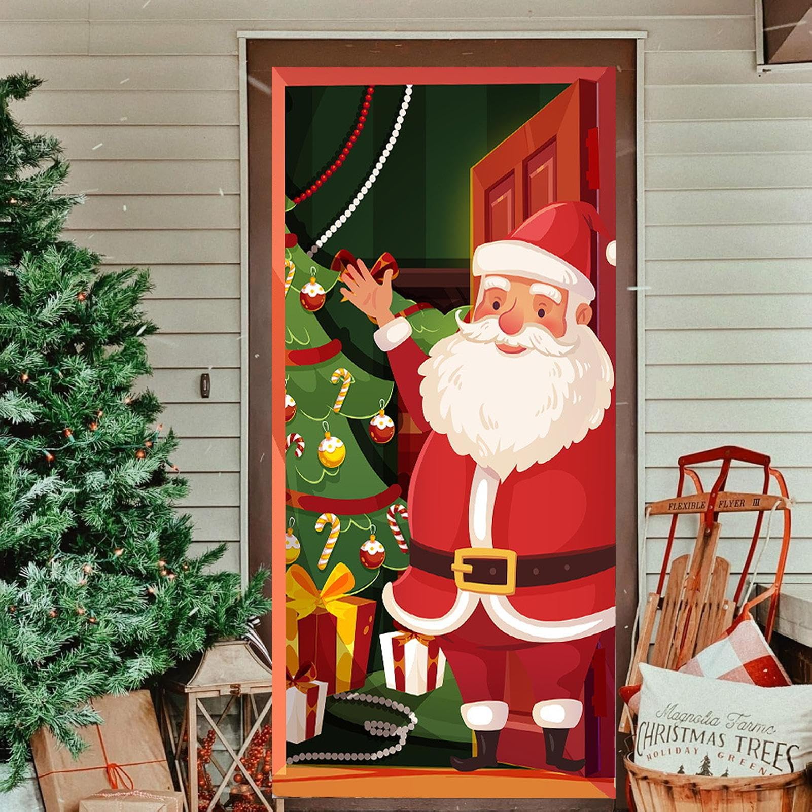 Amazon | クリスマスドアカバー、クリスマスドアデコレーション