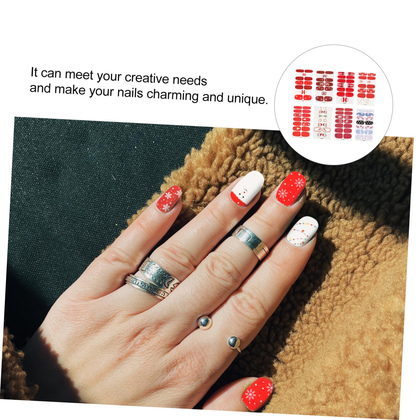 Ipetboom 3 Set Adesivi Natalizi Per Nail Art Strisce Per Unghie Festivo Adesivi Per Unghie Argento Per ie Natalizi Di Halloween Natale Etichetta 8 Fogli * 3