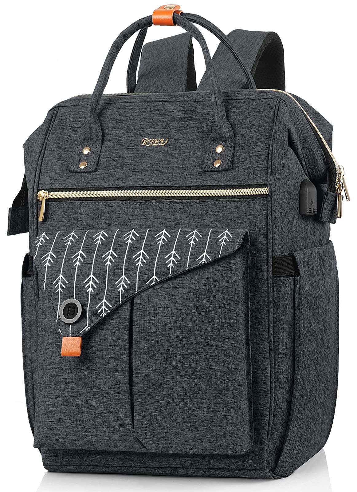 Zaino Donna, Zaino Scuola, 17.3 Pollici Zaino Porta PC con Caricatore USB Zaino da lavoro, Impermeabile Zaino per Laptop, Computer, Notebook, Scuola, Viaggio Regalo Donna - Nero