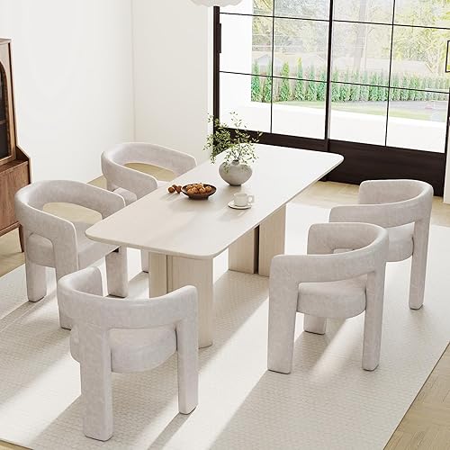 Miniatura 17 de Sillas de Comedor Modernas Tipo Barril Juego de 8, Sillas Laterales de Acento Tapizadas en Terciopelo con Brazos Cómodas Sillas de Tocador de