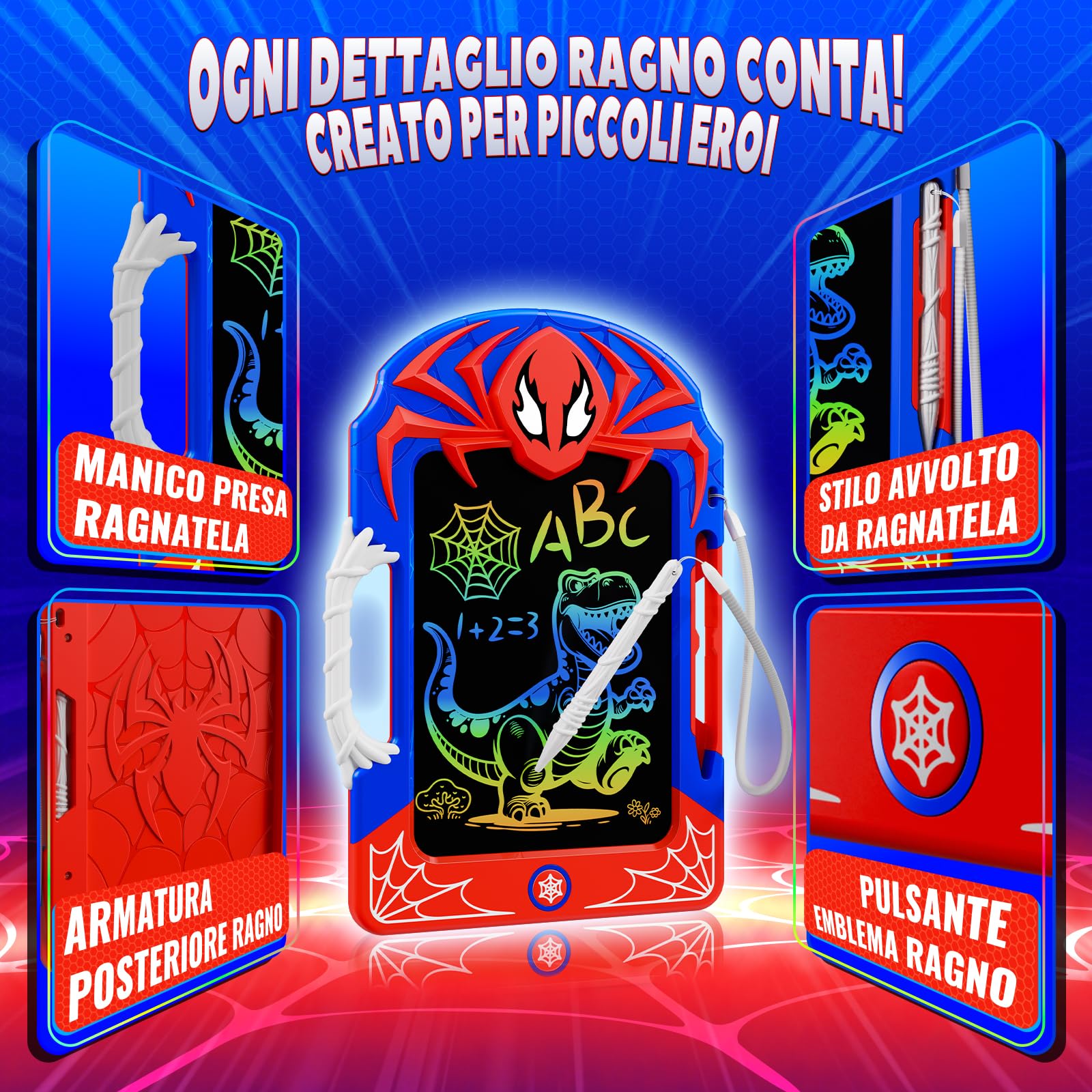Kidluna Lavagna Magica per Bambini Matita Web & Maniglia, Spider Giocattolo Regali di Compleanno di Natale per Bambini 3-12 Anni Giochi Educativi Regali Bambino 3 4 5 6 7 8 9 10 Anni per Bambini