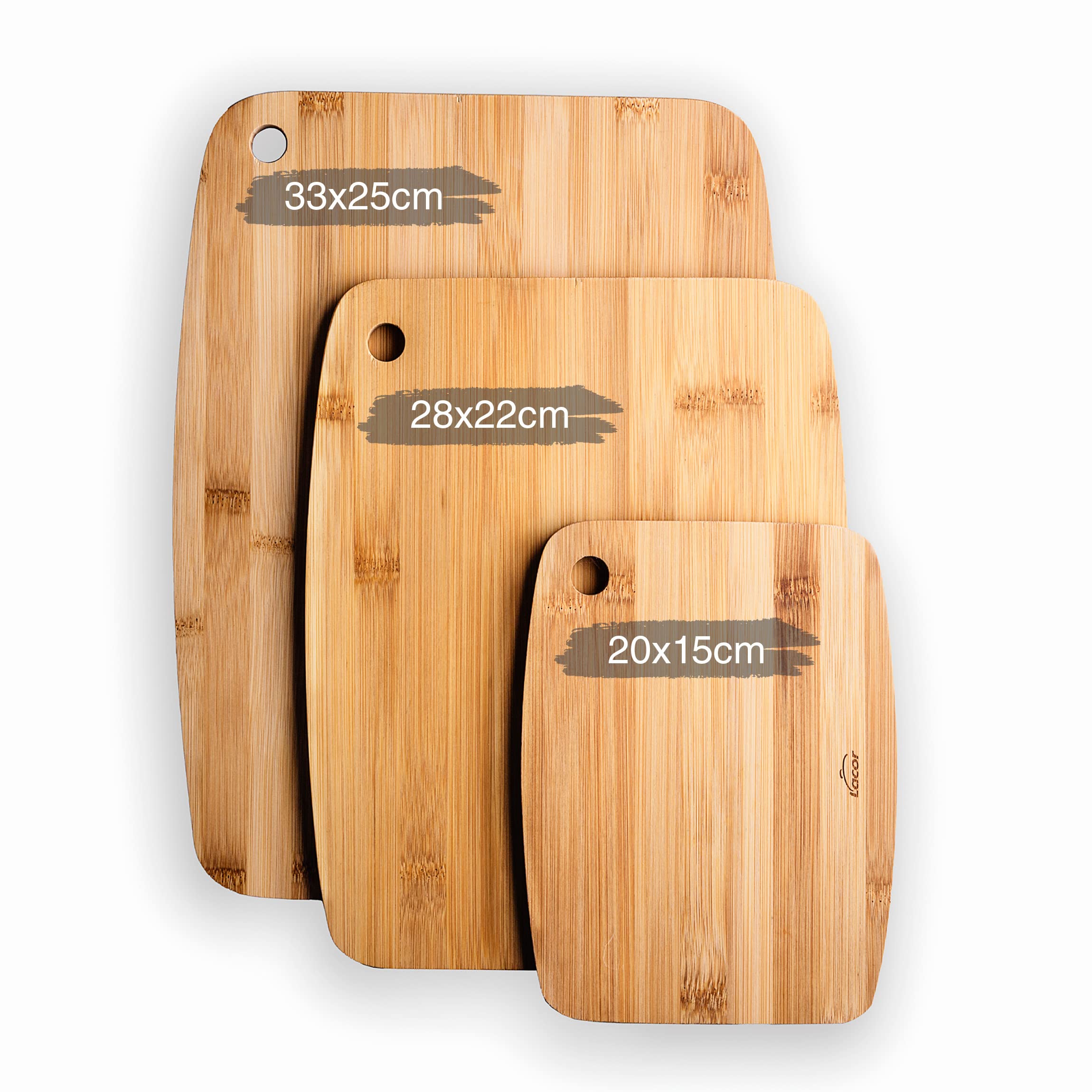 Set di 3 taglieri in legno di bambù sostenibile, tagliere da cucina, tagliere da cucina