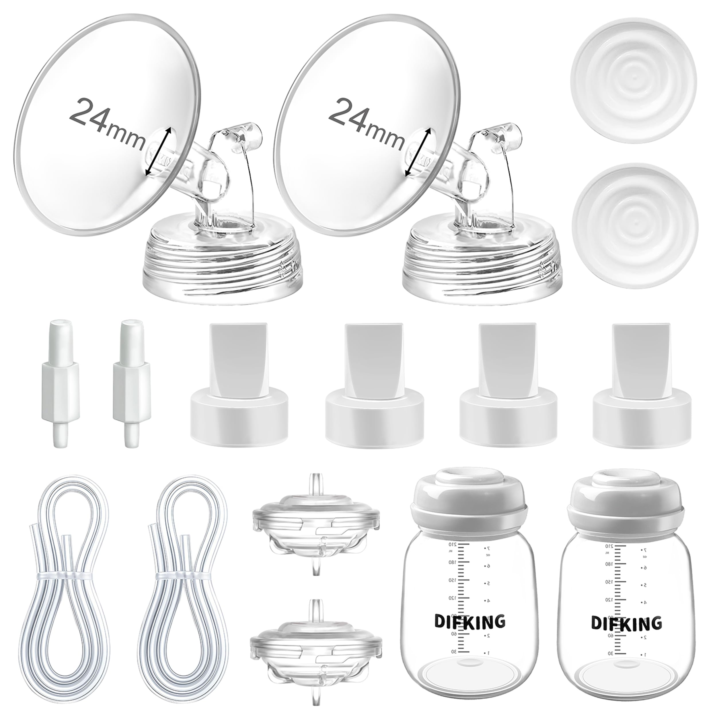 DIFKING Pump Parts Compatible with Spectra S2 S1 9 Plus SG for Spectra Breast Pump Parts Replacement Kit Accessory 24mm Flange Duckbill Valve Tubing