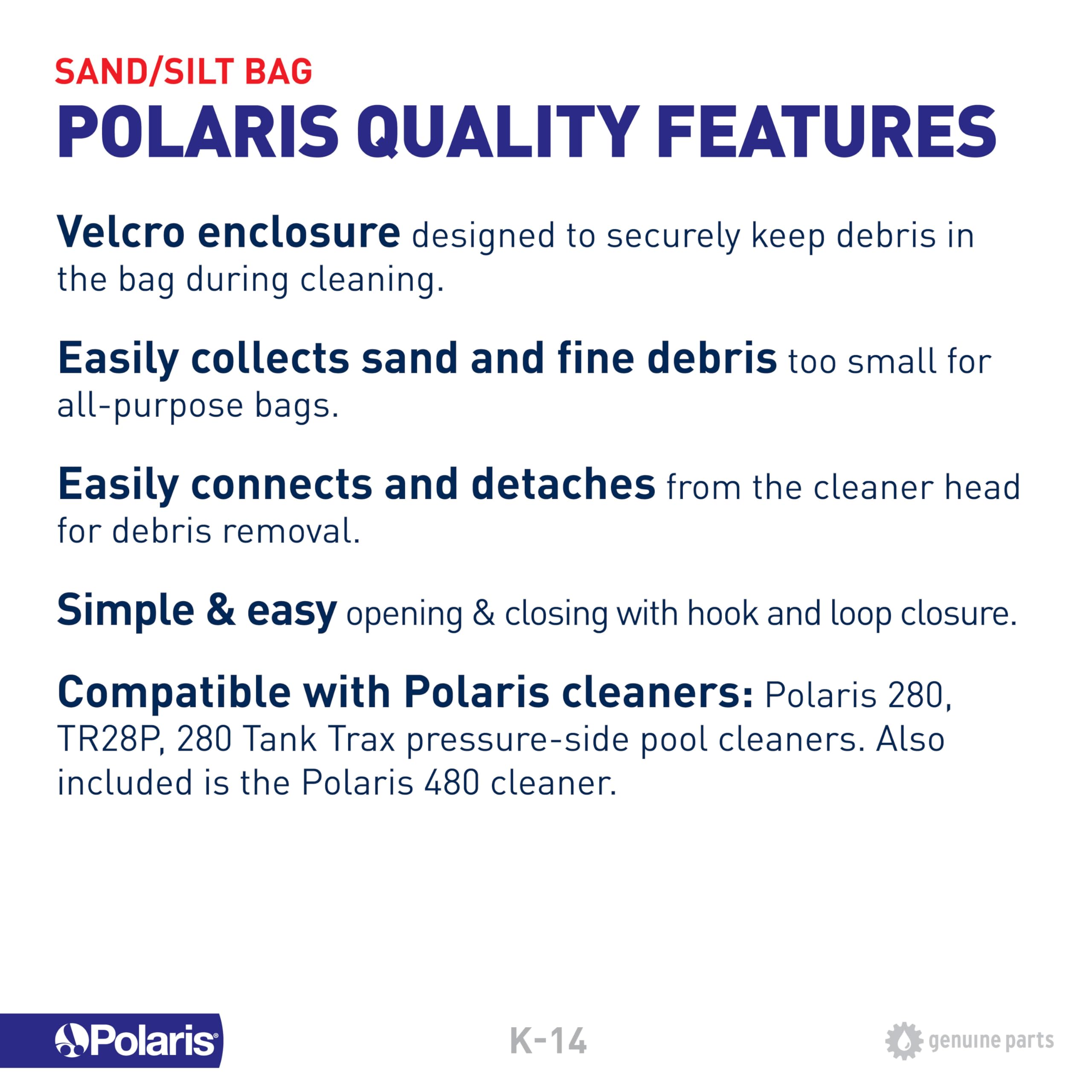 Polaris Zodiac K14 Sac de Remplacement Sable et Limon