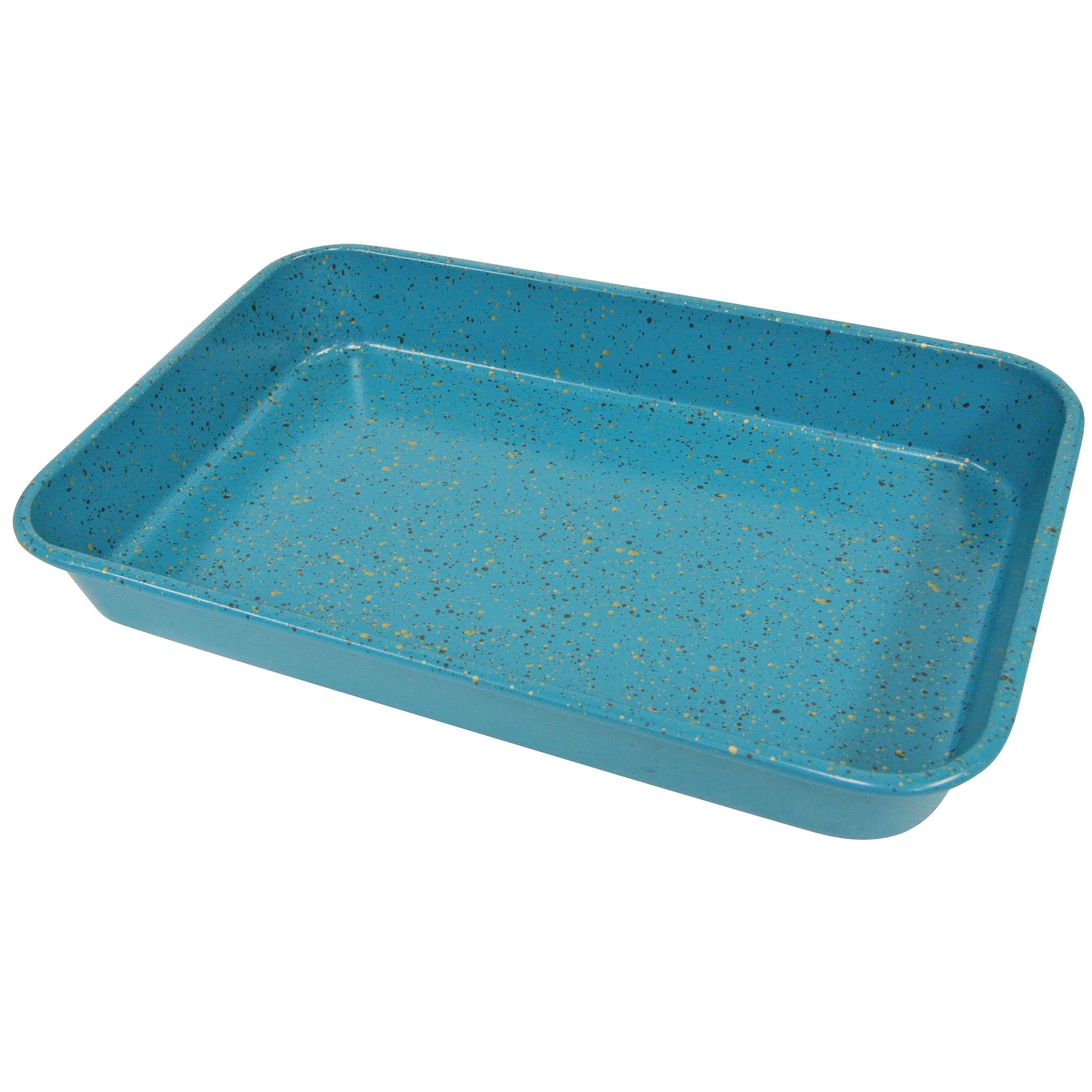 casaWare Sartén para horno tostador, 17,78 x 27,94 cm, revestimiento de cerámica antiadherente (granito azul)