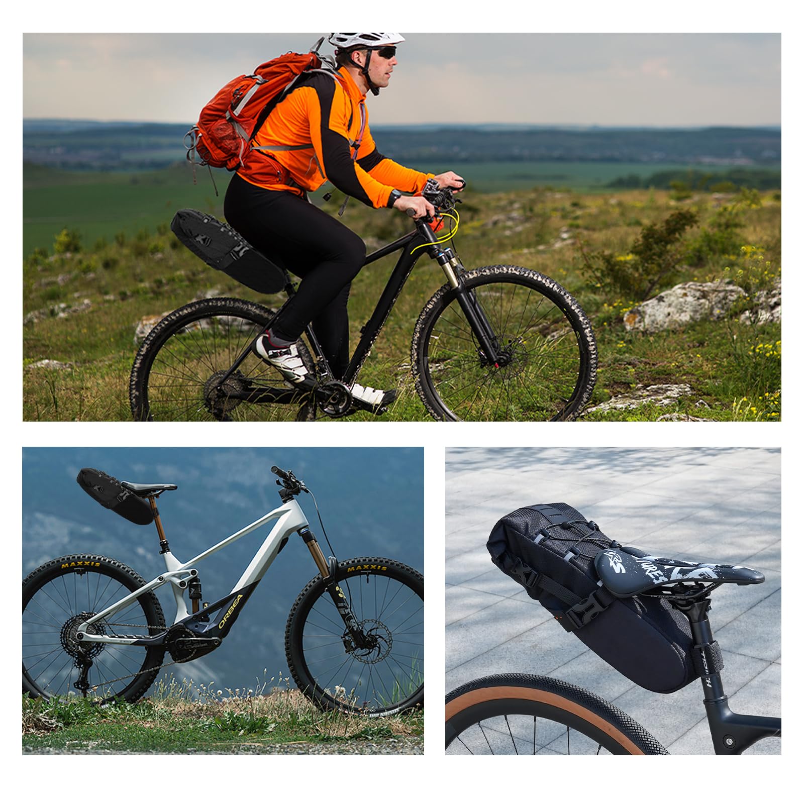 Alforja para sillín de bicicleta, 5,8 L, resistente al agua, bolsa para asiento de bicicleta, para bicicleta de carretera, bicicleta de montaña, bicicleta eléctrica