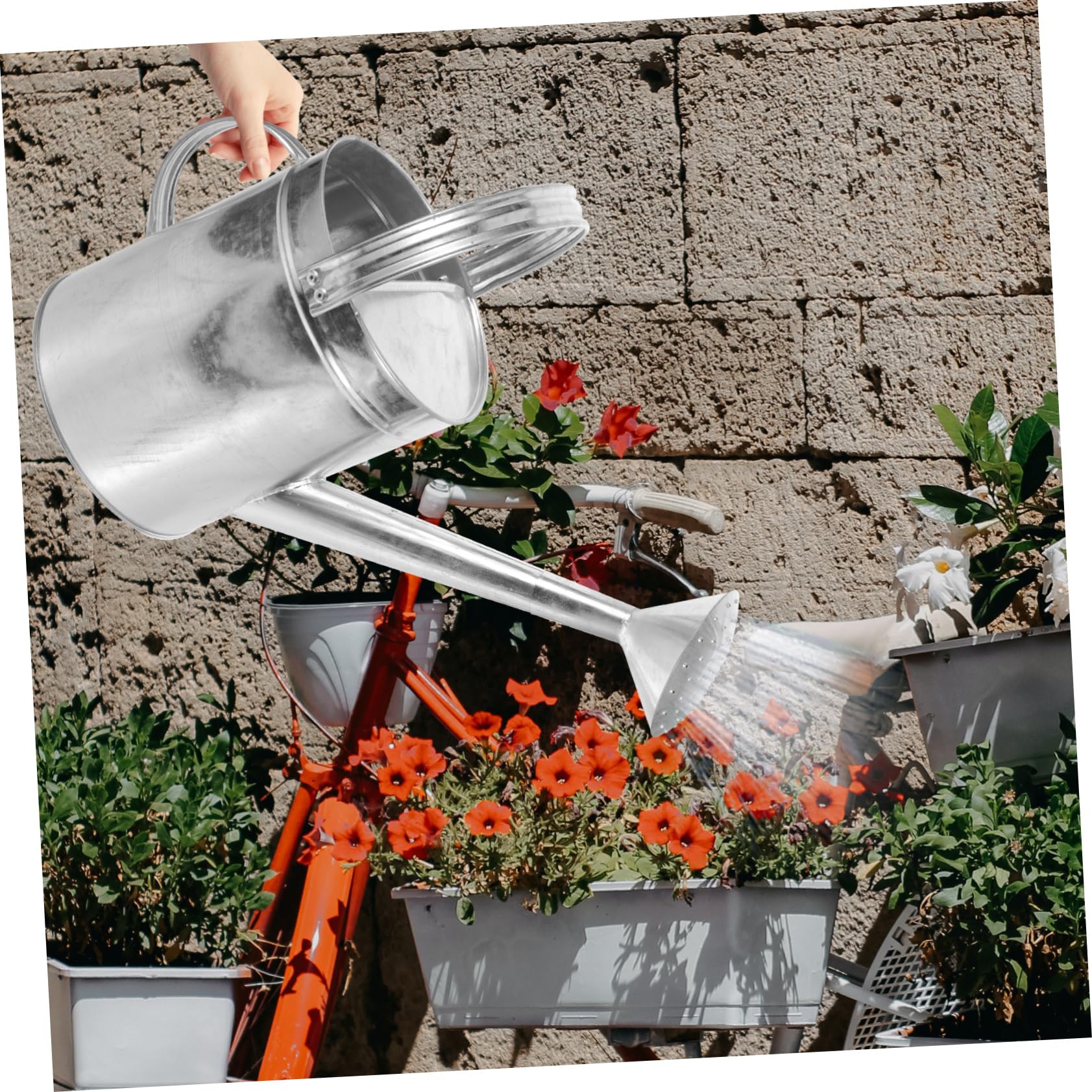 Toddmomy Annaffiatoio in Ferro 5l, Robusto e Comodo da Tenere, per Orto e Fiori, Testina Sostituibile
