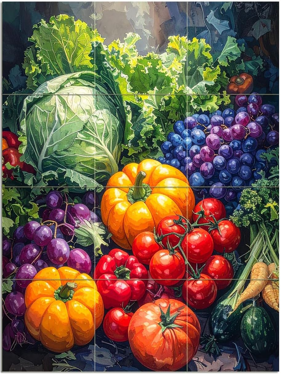 Fliese Wandbild Stillleben frisches Gemüse Küche Wandrückwand Marmor Keramik - Bild 6 von 12