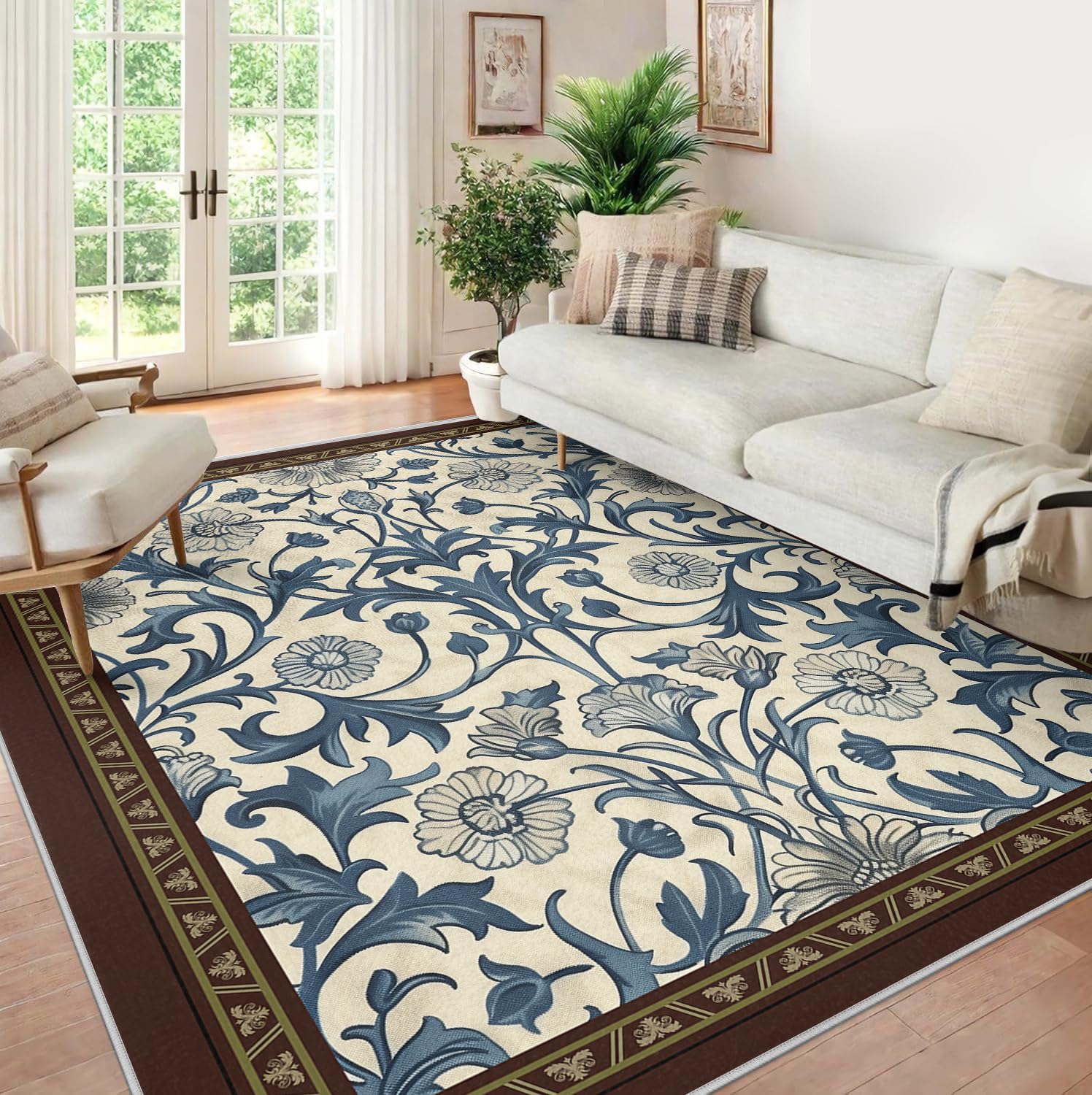 Tapis vintage bleus 200x300cm idéal pour la salle à manger et sous le lit