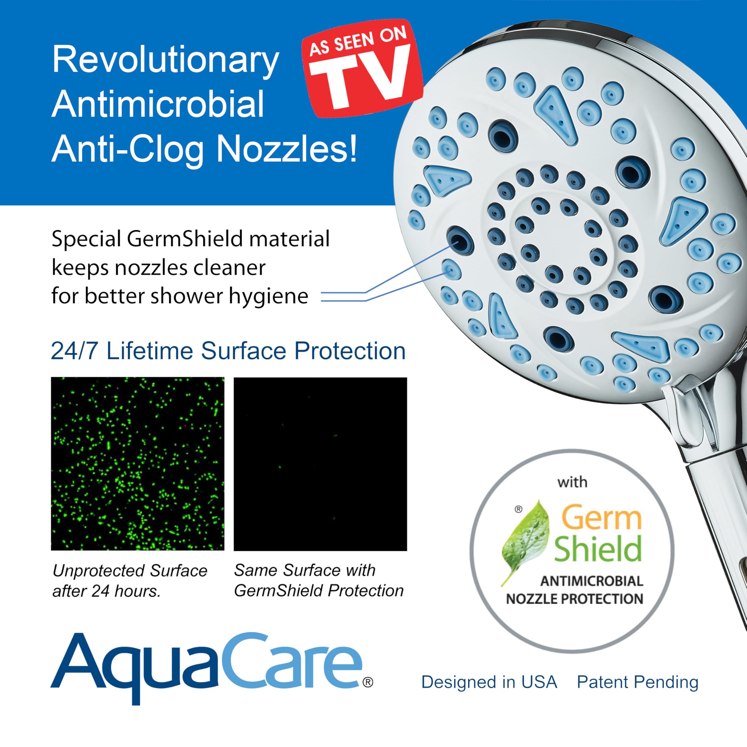 AquaCare Double pommeau de douche haute pression 6 voies avec filtre intégré et lavage puissant – Nettoie la baignoire, le carrelage et les animaux domestiques Élimine le chlore, le plomb et les