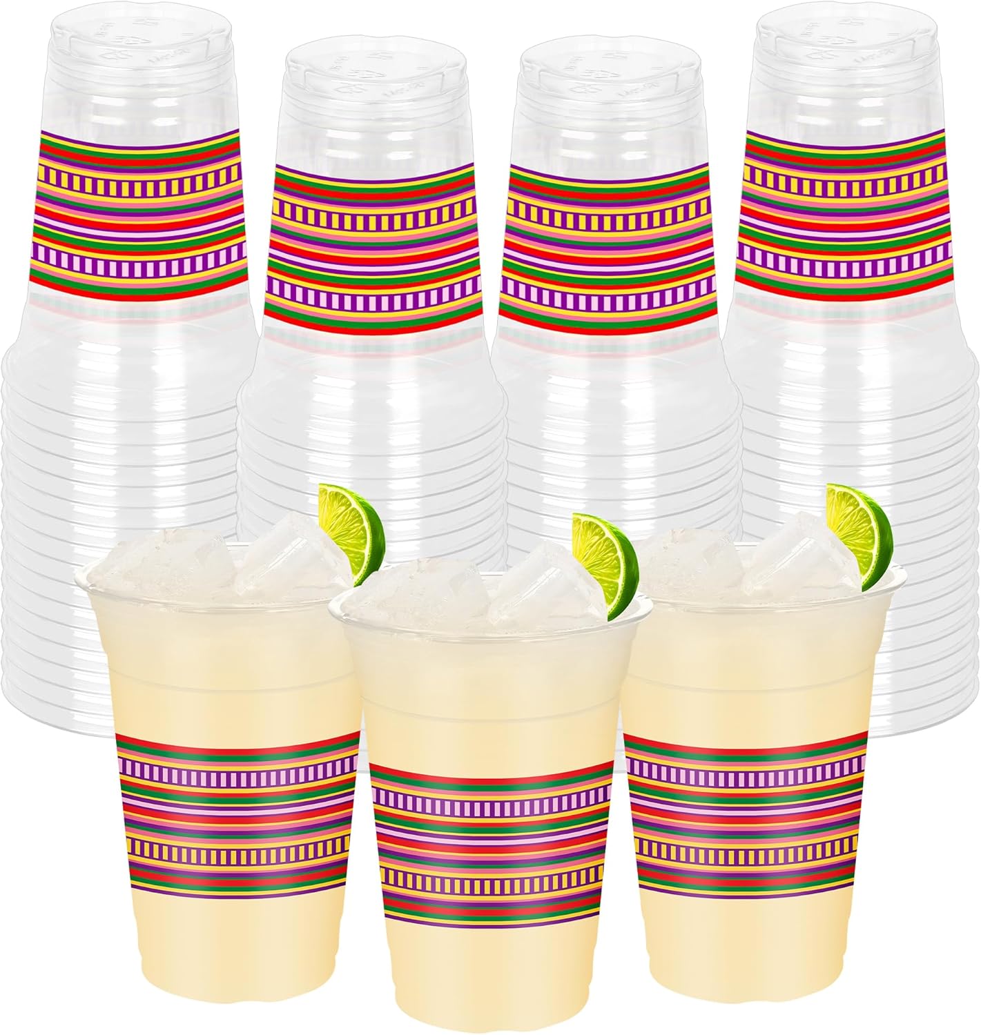 QZYL 100 Pcs Fourth of July Cups, 16 oz 4th of July Cups with Star Pattern Decor, Disposable Plastic Memorial Day Cup of Independence Day Decorations, Juice Coffee Drinks for Party Supplies