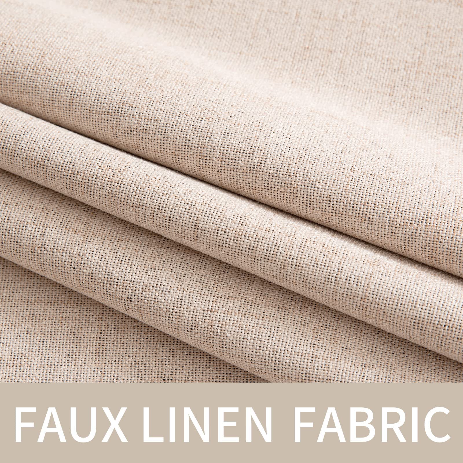 MIULEE Cortinas Opacas Cortinas Aislantes Térmicas con Ojales 100% Opacas Cortinas de Lino Sala de Estar Protección contra el Frío Cortina Blackout Juego de 2, 140 x 245 cm Beige