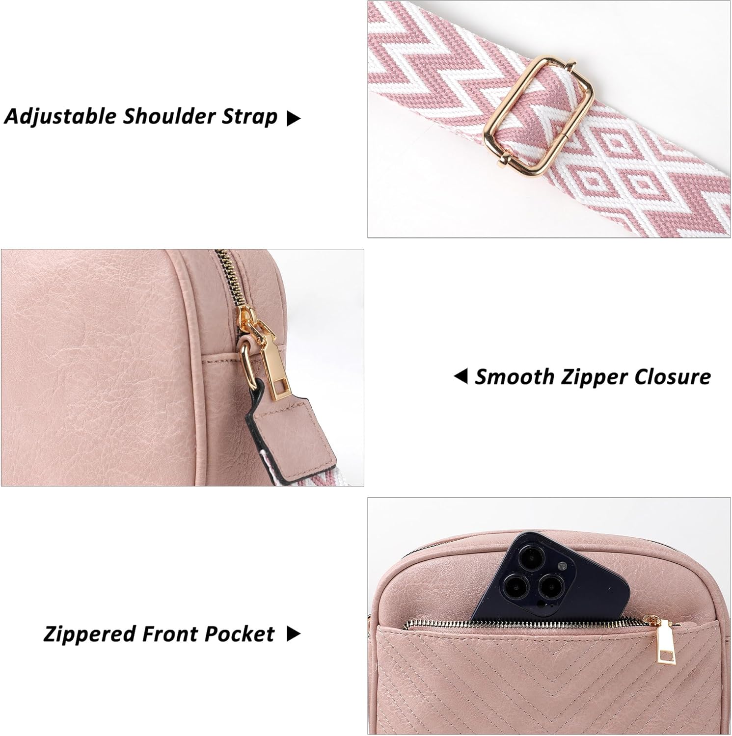 TANTOMI Crossbody Purses for Women Leather Purse Shoulder Handbags with Wide Strap, Small Crossbody Bags for Women Travel - Image 5