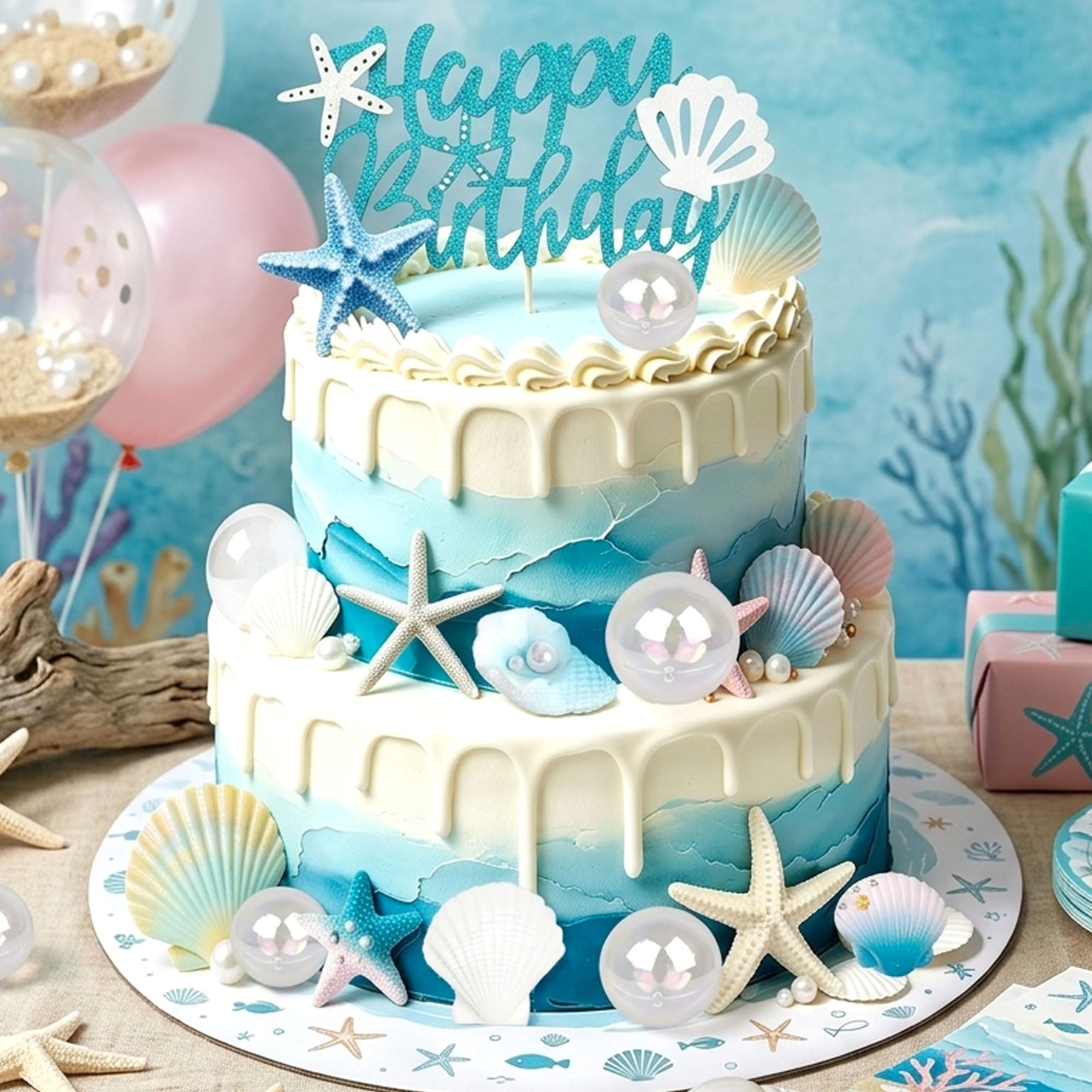 Under the Sea Ocean Cake Decorations Shells Cake Decor
