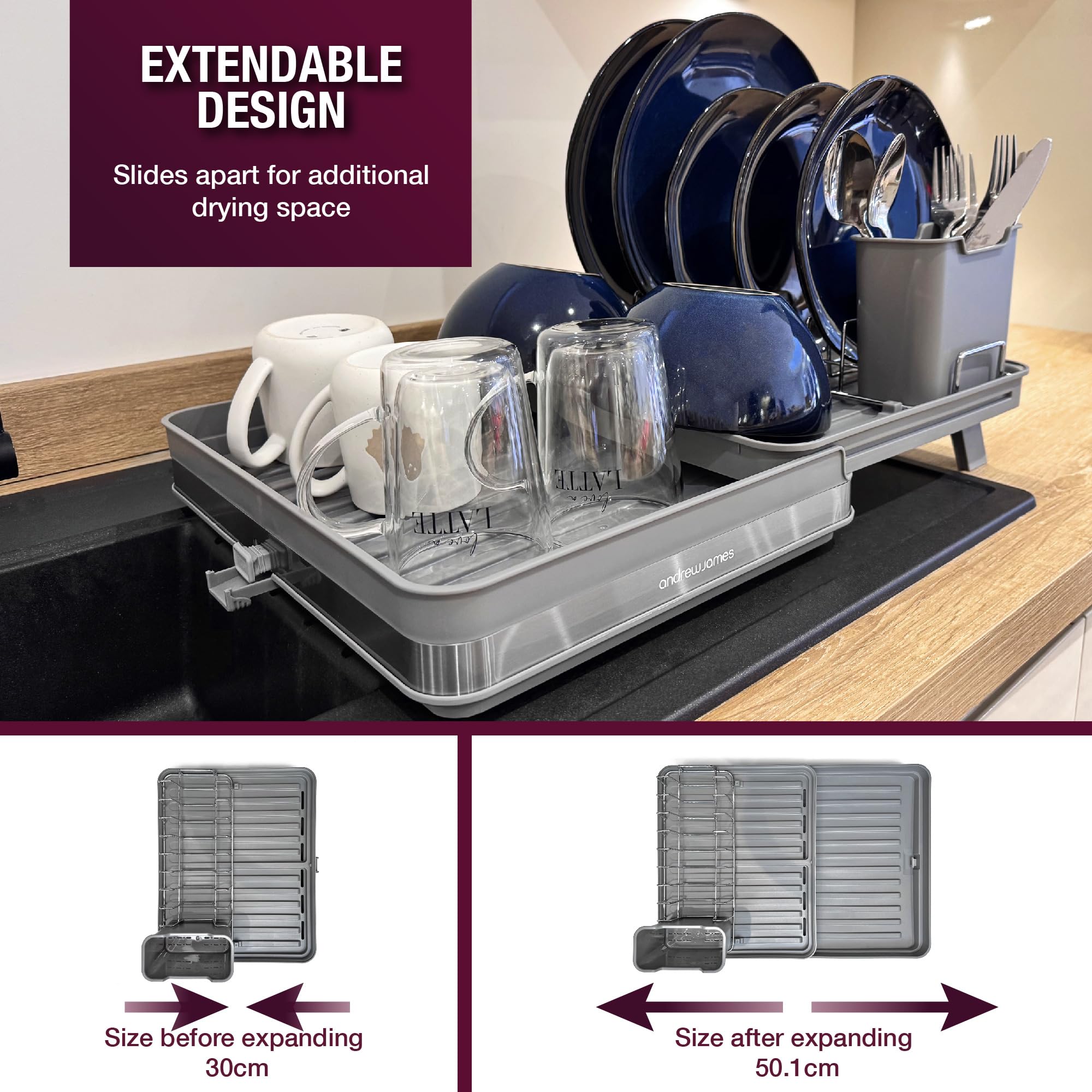 Égouttoir à Vaisselle Réglable Évier Panier De Vidange Lavage De Fruits Legumes En Plastique Sechoir 550