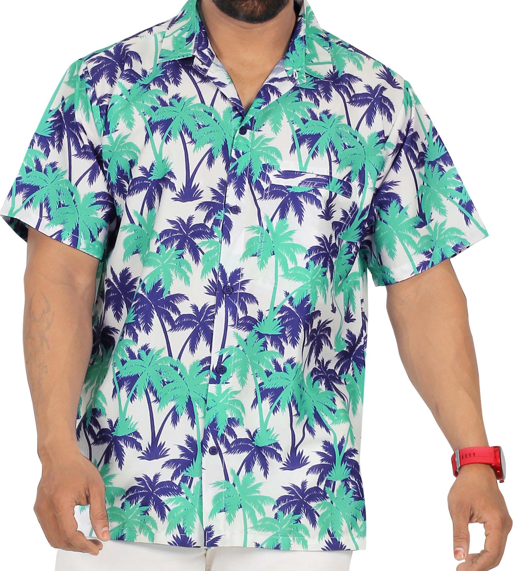 LA LEELA Men's Hawaii Shirt Button Down Luau