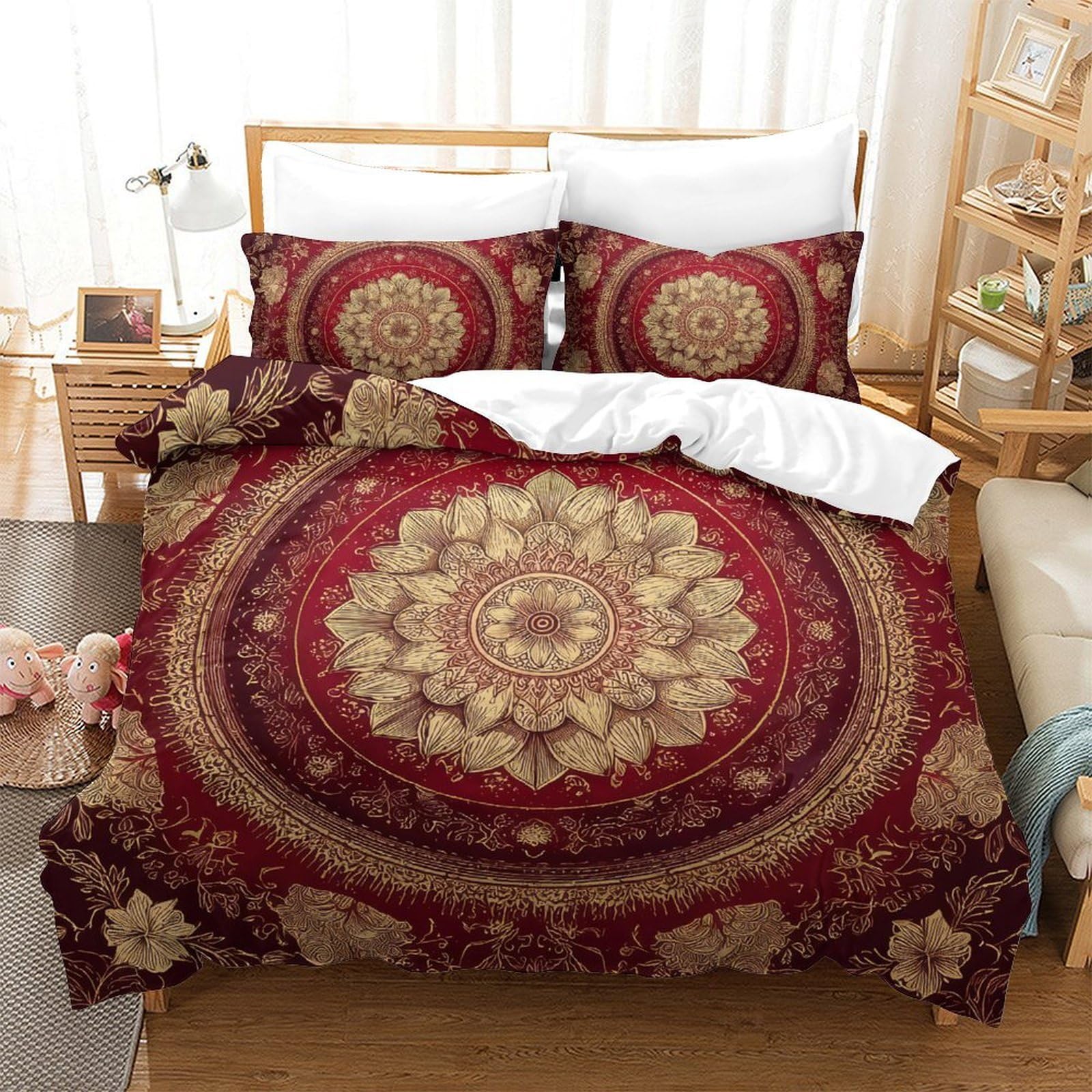 Housse de couette 260x220 cm coton imprimée floral pour lit adulte