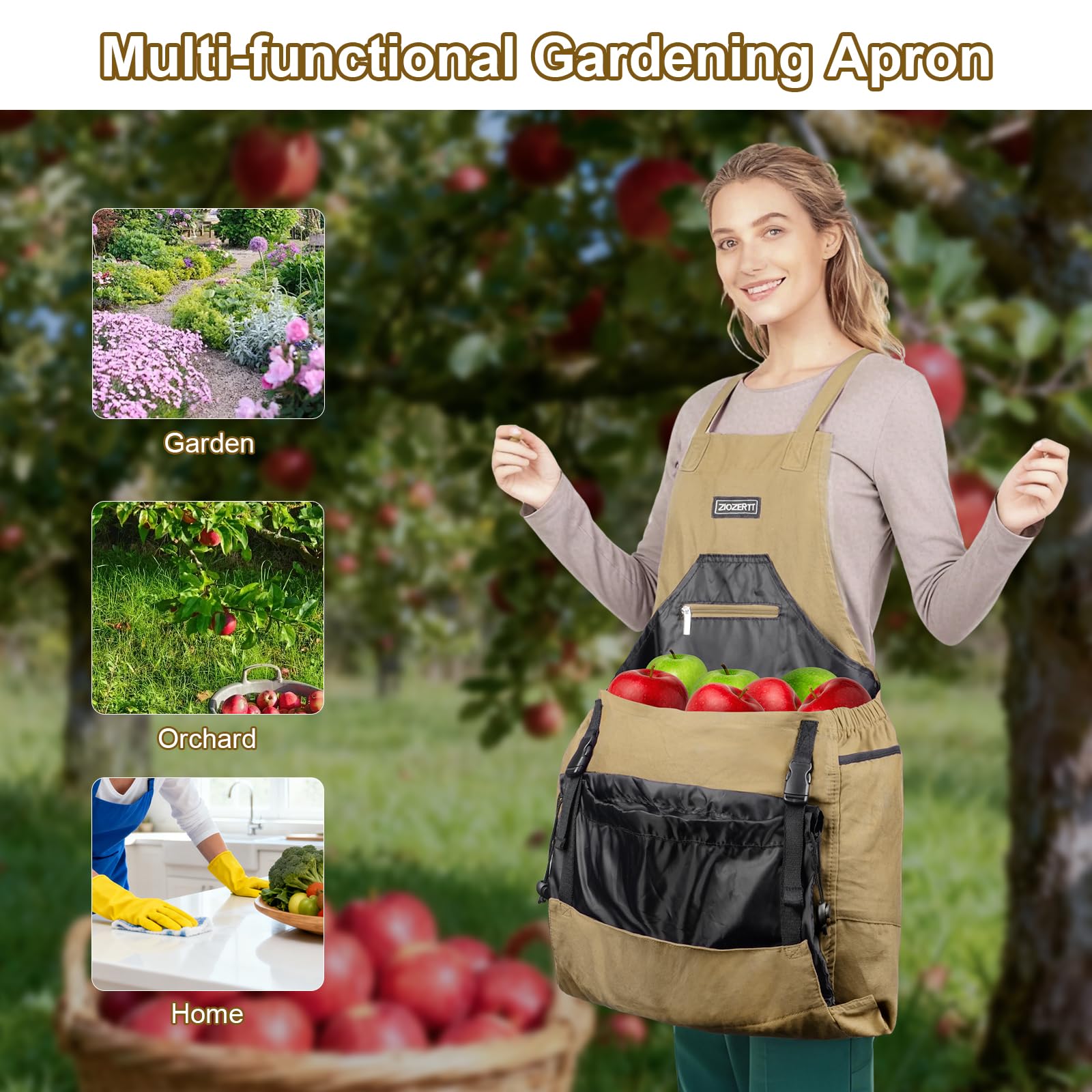 Grembiule da giardino, grembiuli da raccolta con tasche per donne e uomini, cintura per attrezzi da giardinaggio in tela, regalo per mamma, papà