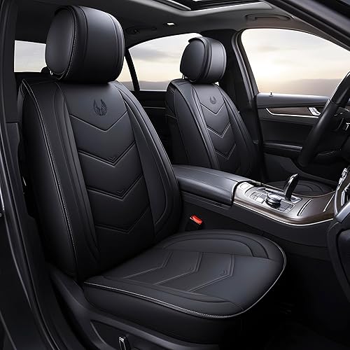 OASIS AUTO OS-003, Fundas de cuero y tela para asientos de automóvil. Cubierta acojinada de cuero sintético para autos, SUV, camioneta Pick-up,