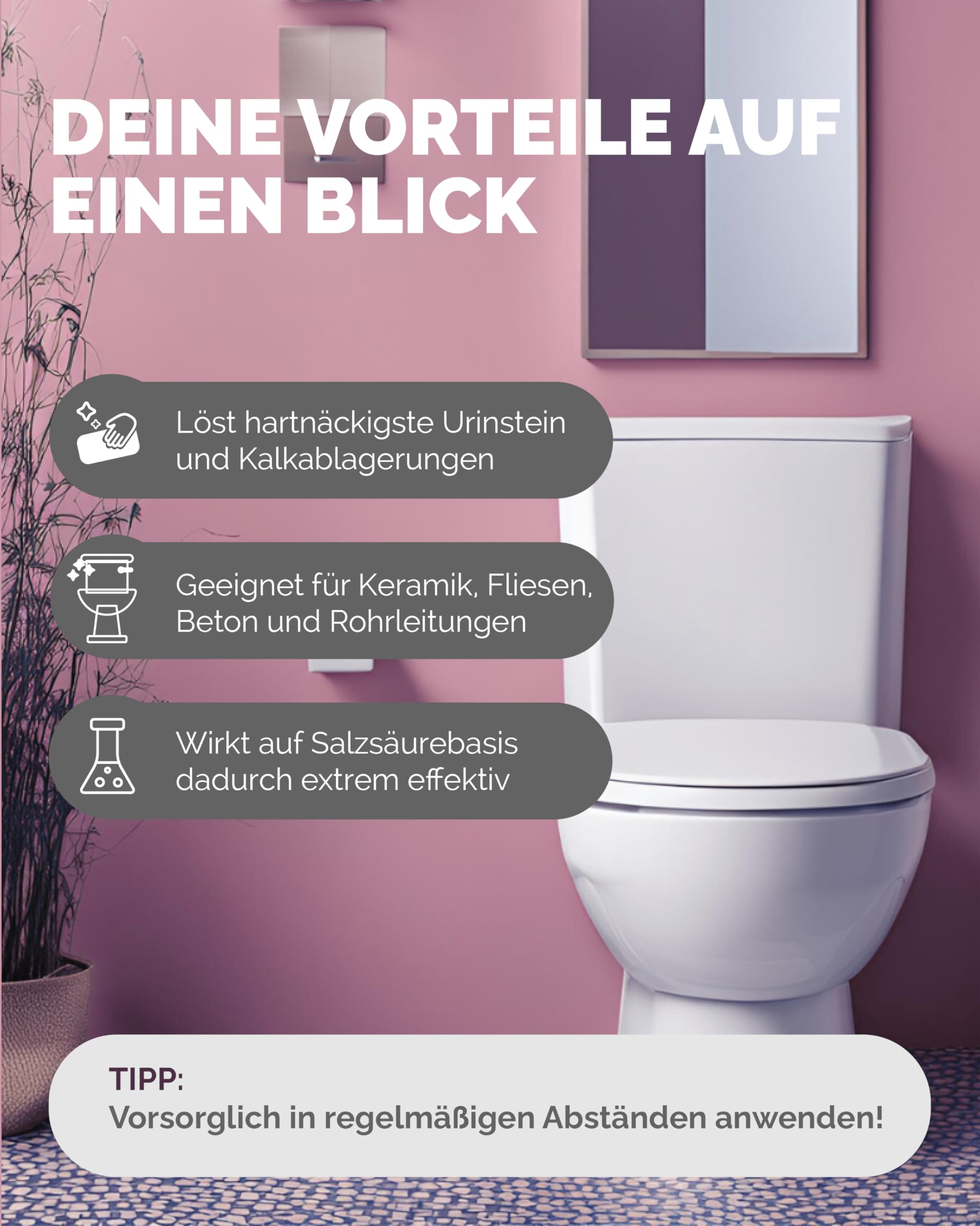Optimal Products Urinsteinentferner extra stark 5L - Kraftvoller WC Reiniger, Entfernt hartnäckigste Ablagerungen im Sanitärbereich wie Urinstein & Kalkstein