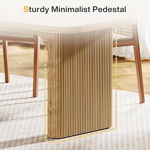 Miniatura 7 de Tribesigns Mesa de comedor moderna para 6 personas, mesa de cocina de madera natural de 62 pulgadas con pedestal doble robusto, mesa de comedor