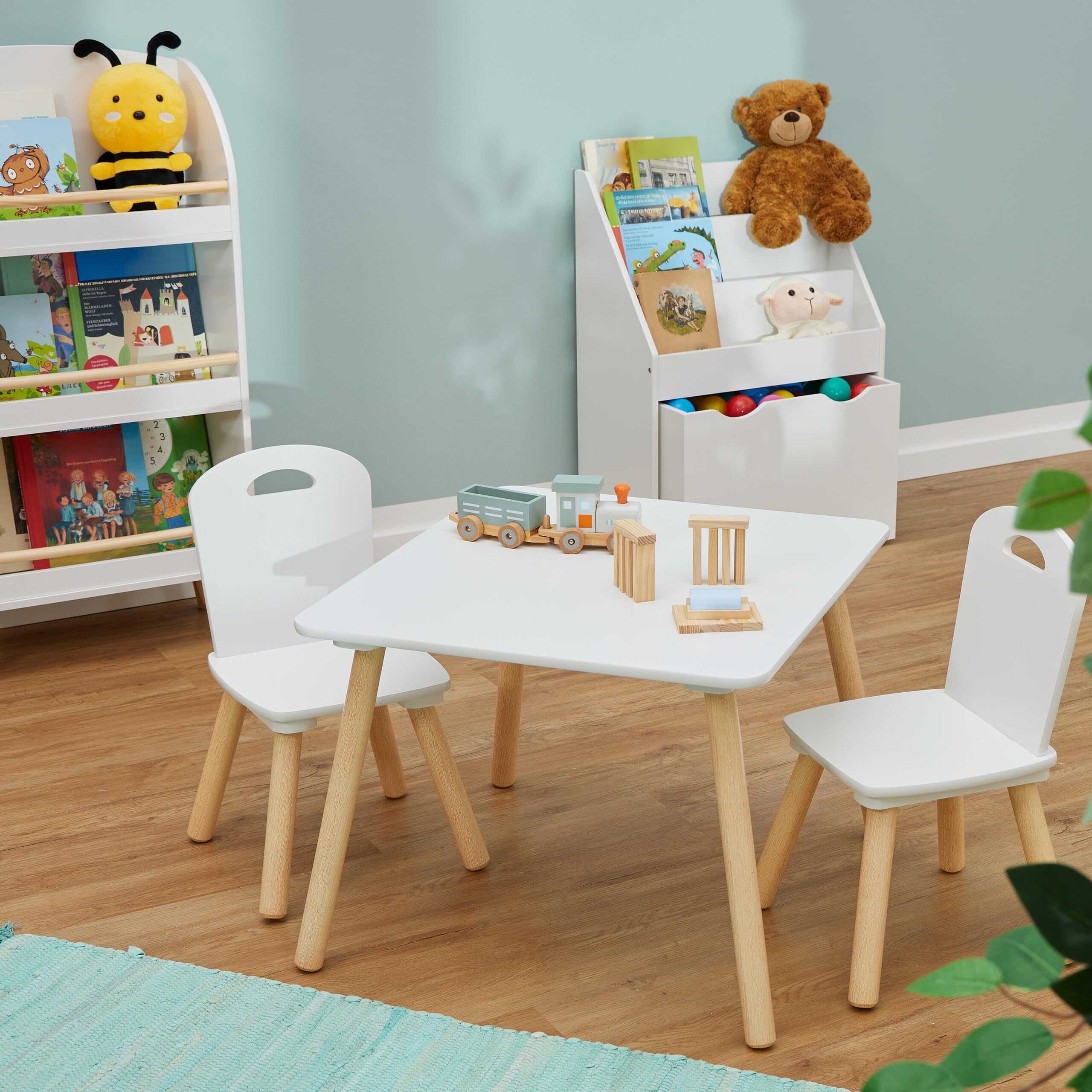 Relaxdays Meubles pour Votre Enfant, Table et 2 chaises, Unisexes, pour la Chambre de Bout de Chou, Blanc et Nature