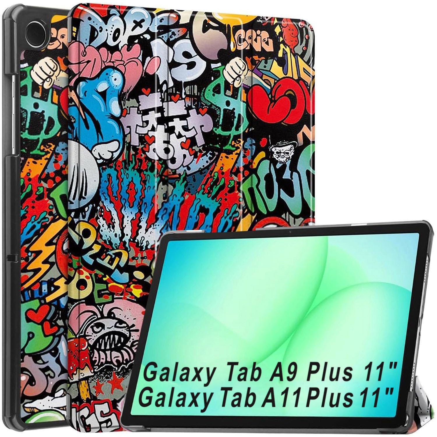 ProElite Cover for Galaxy Tab A9 Plus 11 inch Case Cover, Smart Trifold Flip case Cover for Samsung Galaxy Tab A9+ 11 inch, Hippy-image-34