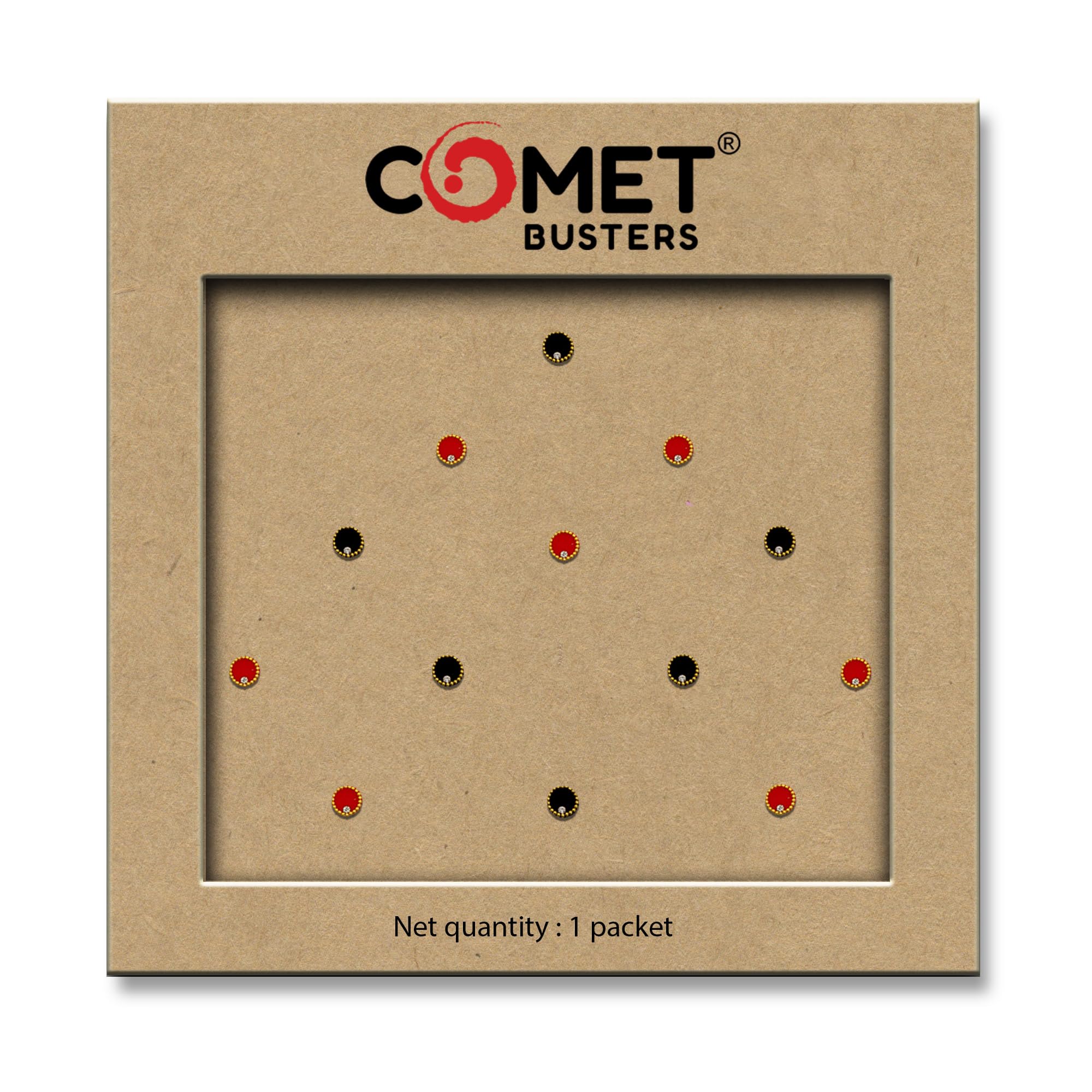 Comet Busters Red and Black Round Velvet Bindi for Women With Gold Bead Border (5mm) (BIN1482)-picture-17