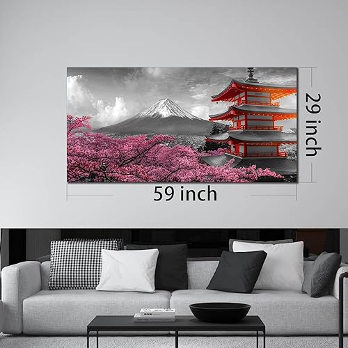 Miniatura 7 de Lienzo de paisaje natural para sala de estar, cuadros de cascada para pared, decoración de pared de árbol azul, listo para colgar, tamaño 60 x 30