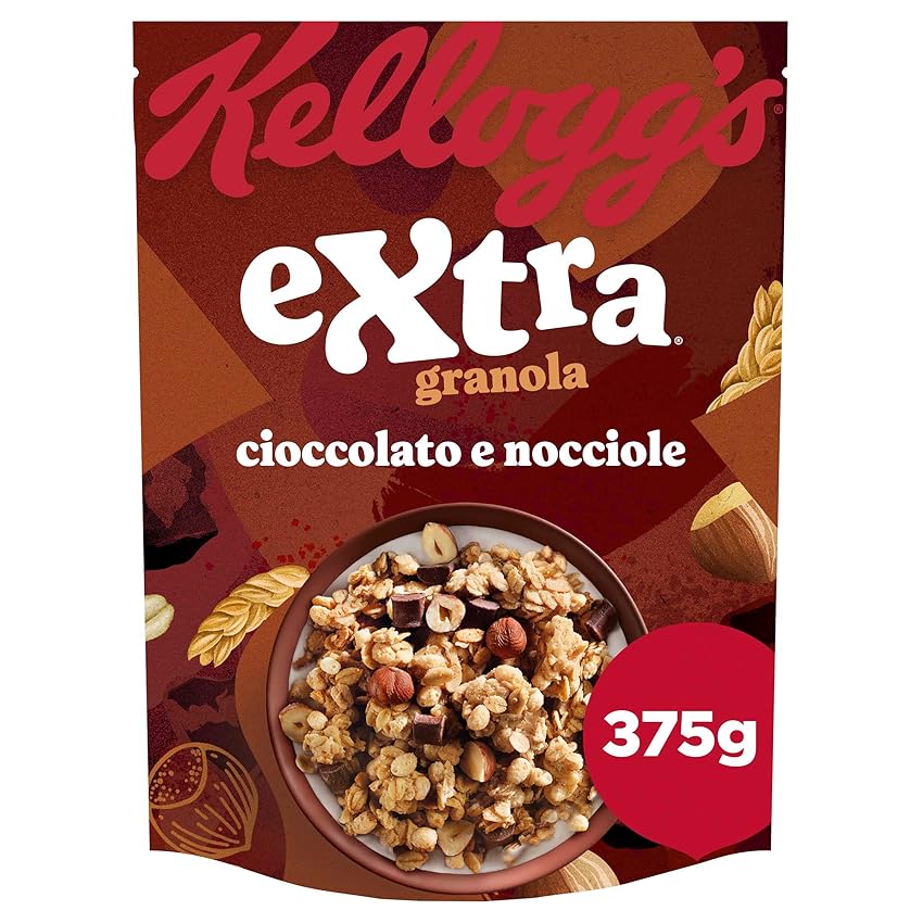 Kellogg's Cereali Extra | Gusto Cioccolato e Nocciole | Granola con Avena Croccante | Confezione Singola da 375g (1 x 375g)