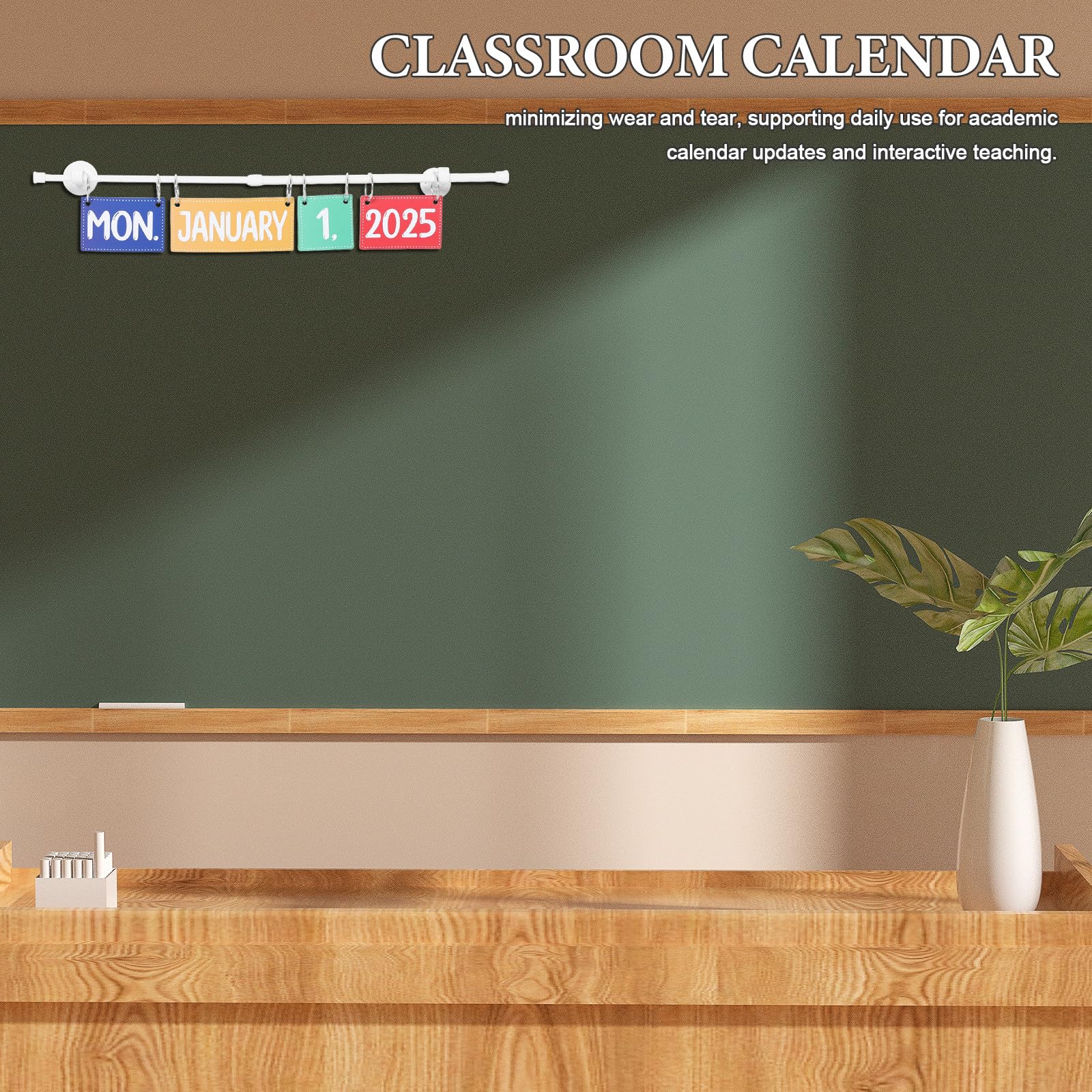 jojofuny 1 Satz Kalender-Pinnwand für das Klassenzimmer – Manueller monatlicher akademischer Schul-Flip-Kalender mit Datumskarten – Interaktiver Zeitplan-Organizer, Vorschul- und Heimschulbedarf