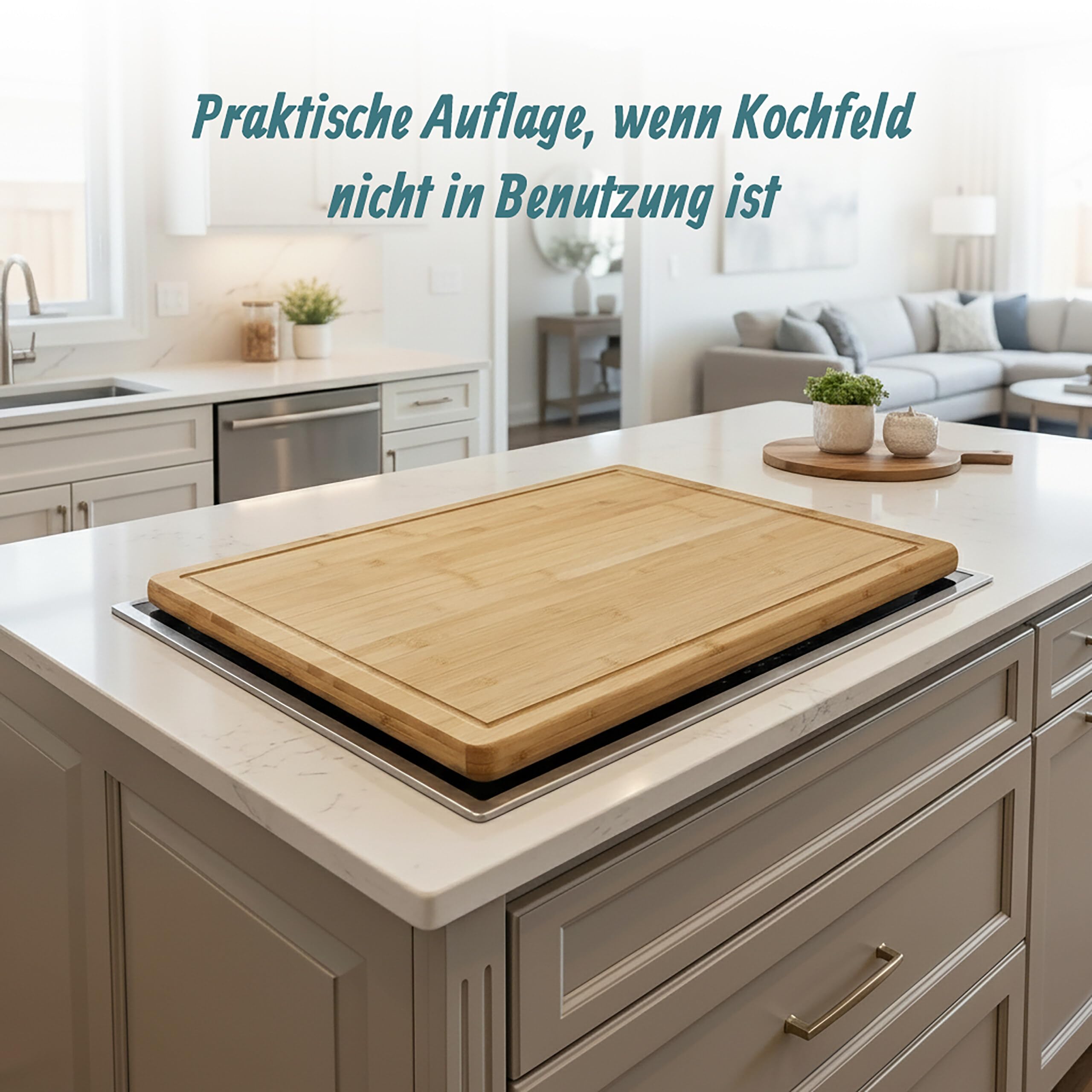 Relaxdays Schneidebrett Bambus, antibakteriell, Saftrille, Küchenbrett oder Herdabdeckung, HBT: 2 x 56,5 x 50 cm, Natur