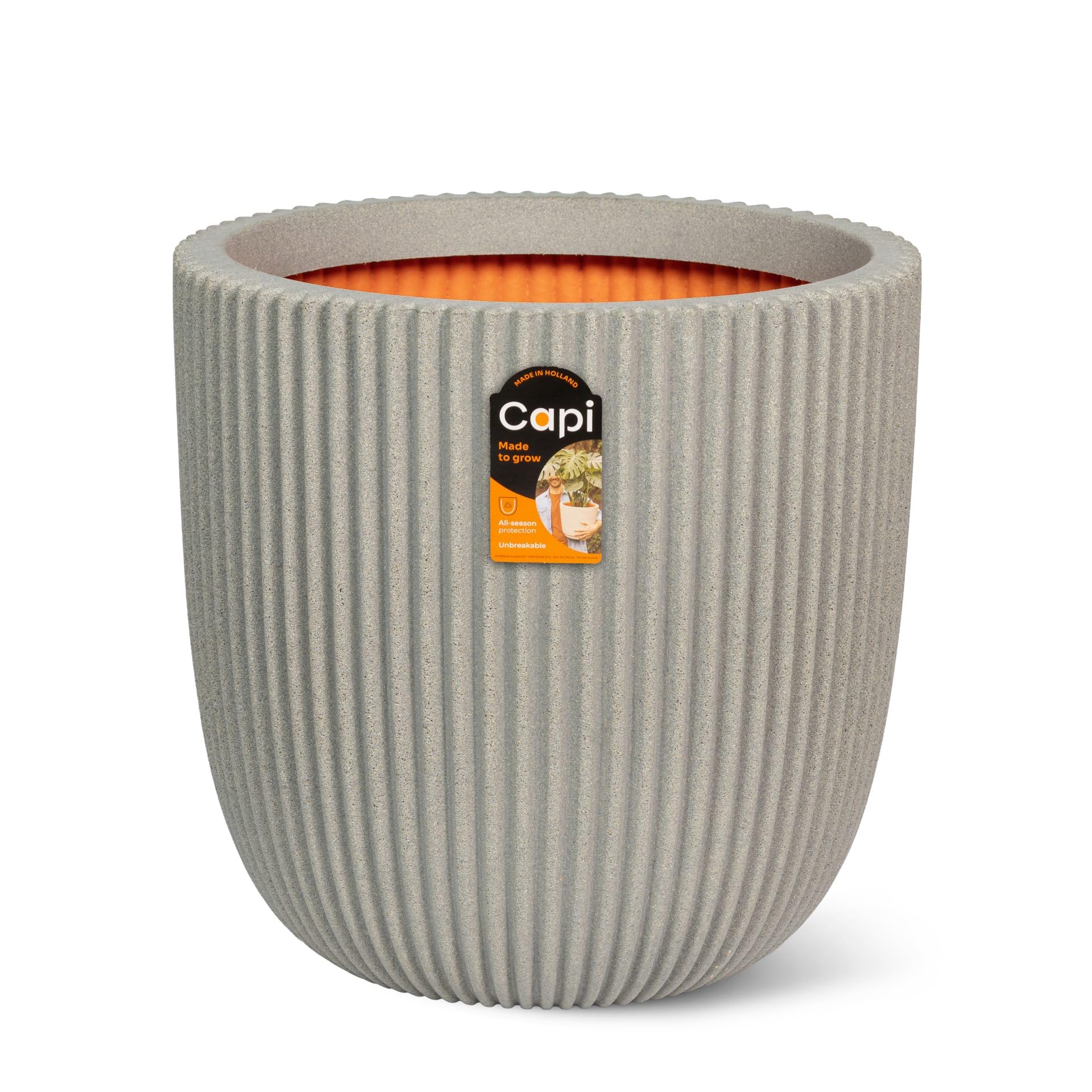 Capi Europe - Pot Ball Groove NL - 43x41 - Concrete - Planter for indoor and outdoor use - Shatterproof - KGVCT933