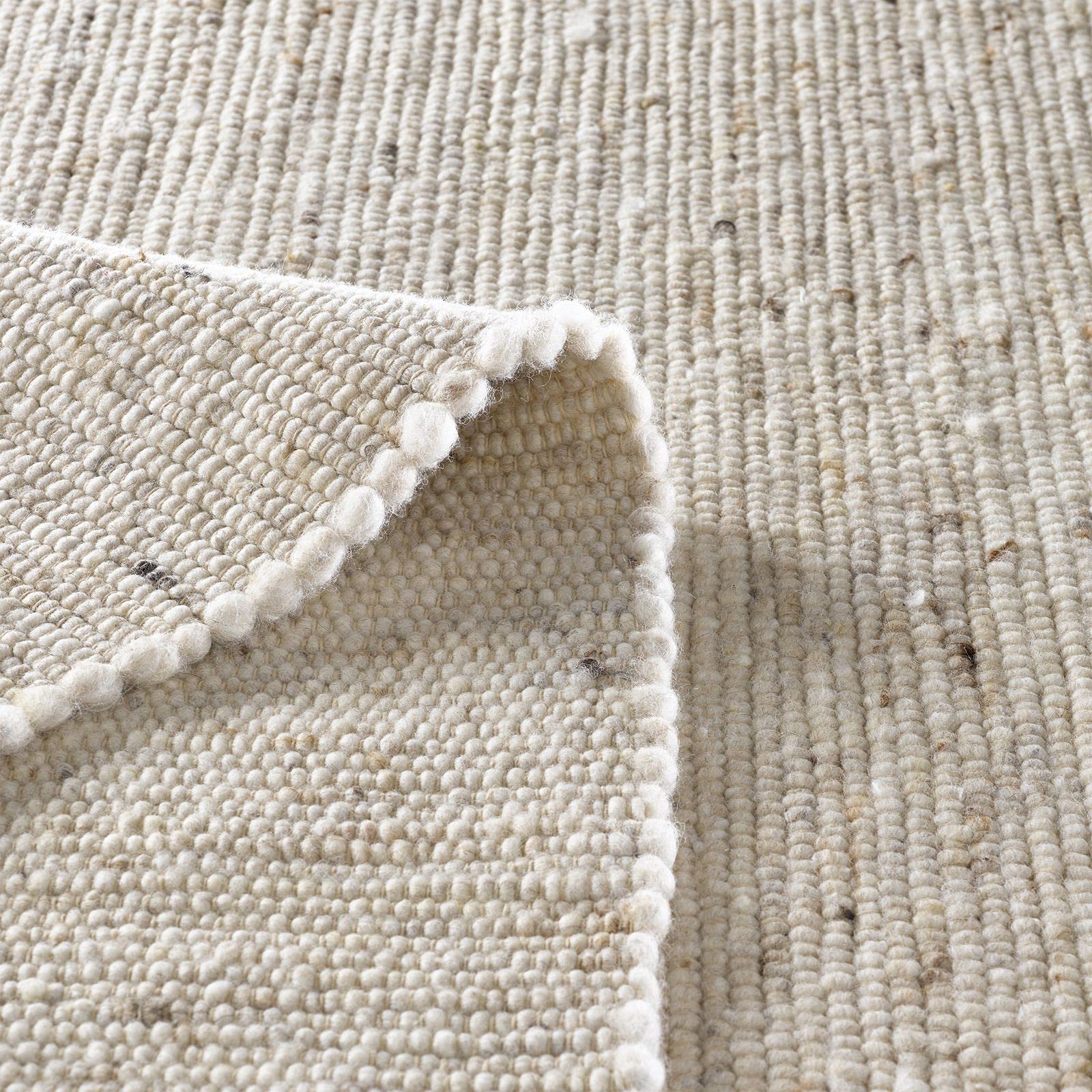 Taracarpet Handweb-Teppich Malmoe Wolle im Skandinavischem Landhaus Design Wohnzimmer Esszimmer Schlafzimmer Flur Läufer beidseitig verwendbar beige 140x200 cm