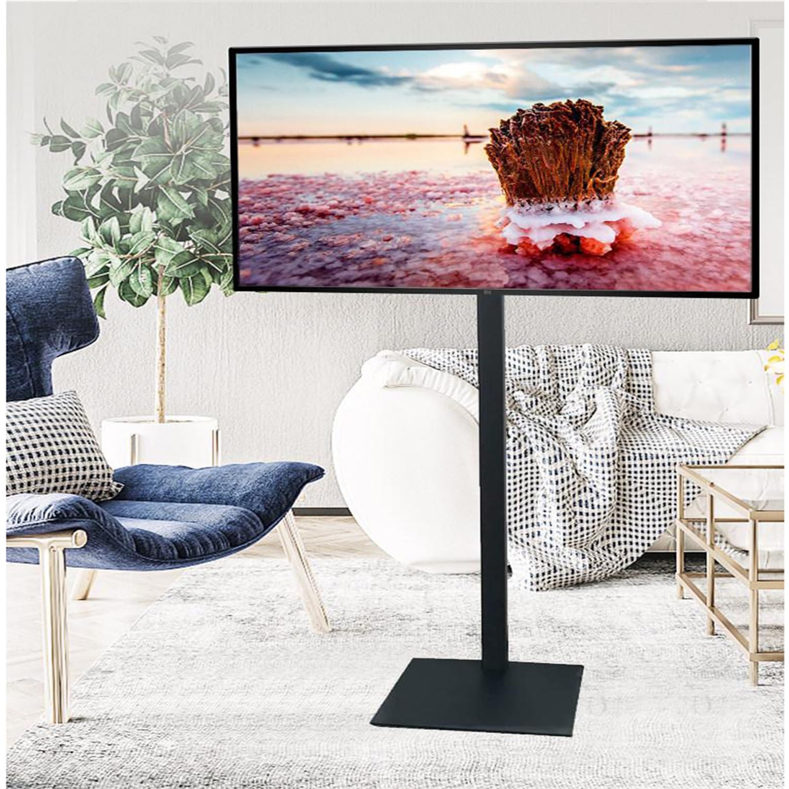 Soporte For TV De Piso, con Almohadilla De Goma For Televisores De 32 A 65 Pulgadas, TV con Administración De Cables De Altura Ajustable, La Base Se Ajusta Cómodamente contra La Pared