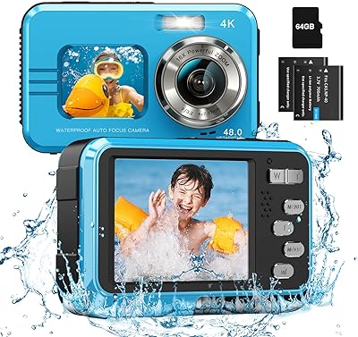 Sponsored Ad - 4K Waterproof Camera Underwater Camera 64GB Card Included in the Adapter Dual Screens Selfie 48MP 16X Digit...
