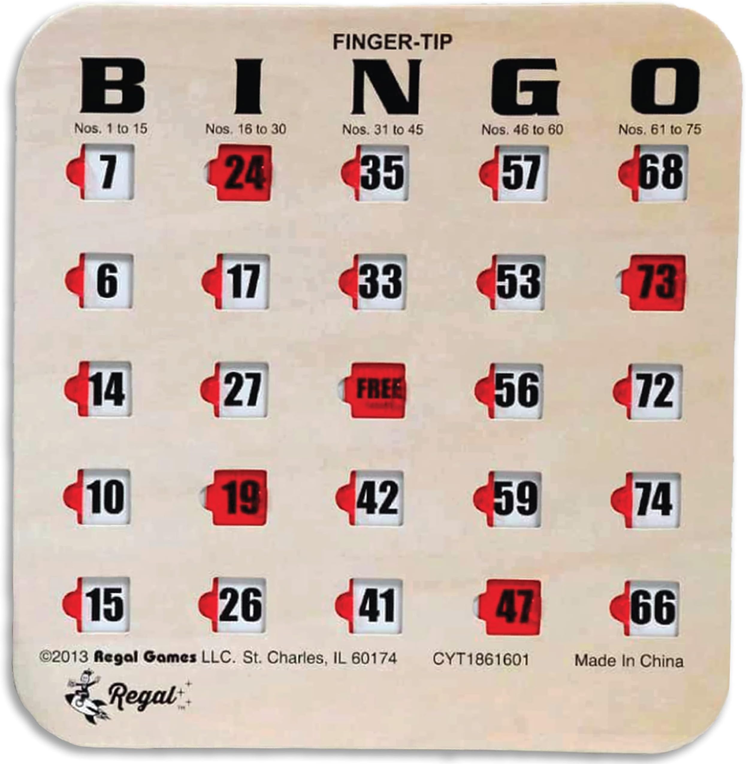 Regal Games Easy Read 4-Ply Finger-Tip Shutter Slide Bingo Cards, Woodgrain