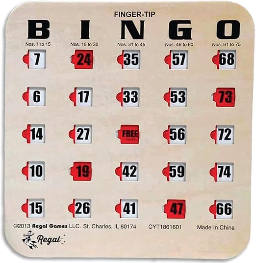Regal Bingo Bulk Bingo Cards with Sliding Windows - Reusable Large Print Bingo Game Cards for Adults Large Group - 25 Pack, Woodgrain