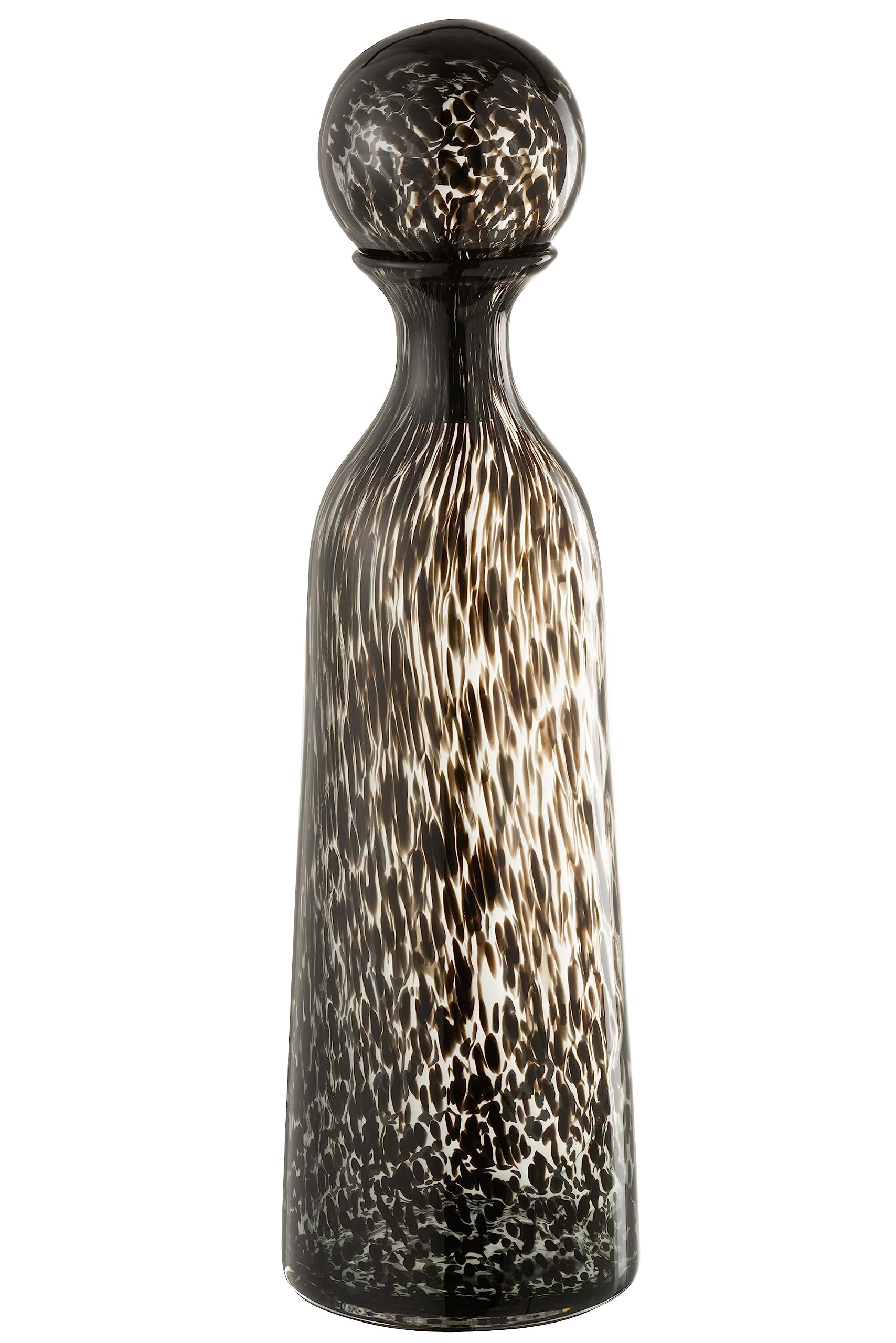 J-Line décoration Bouteille + Bouchon Pois Haut - Verre - Noir - Large