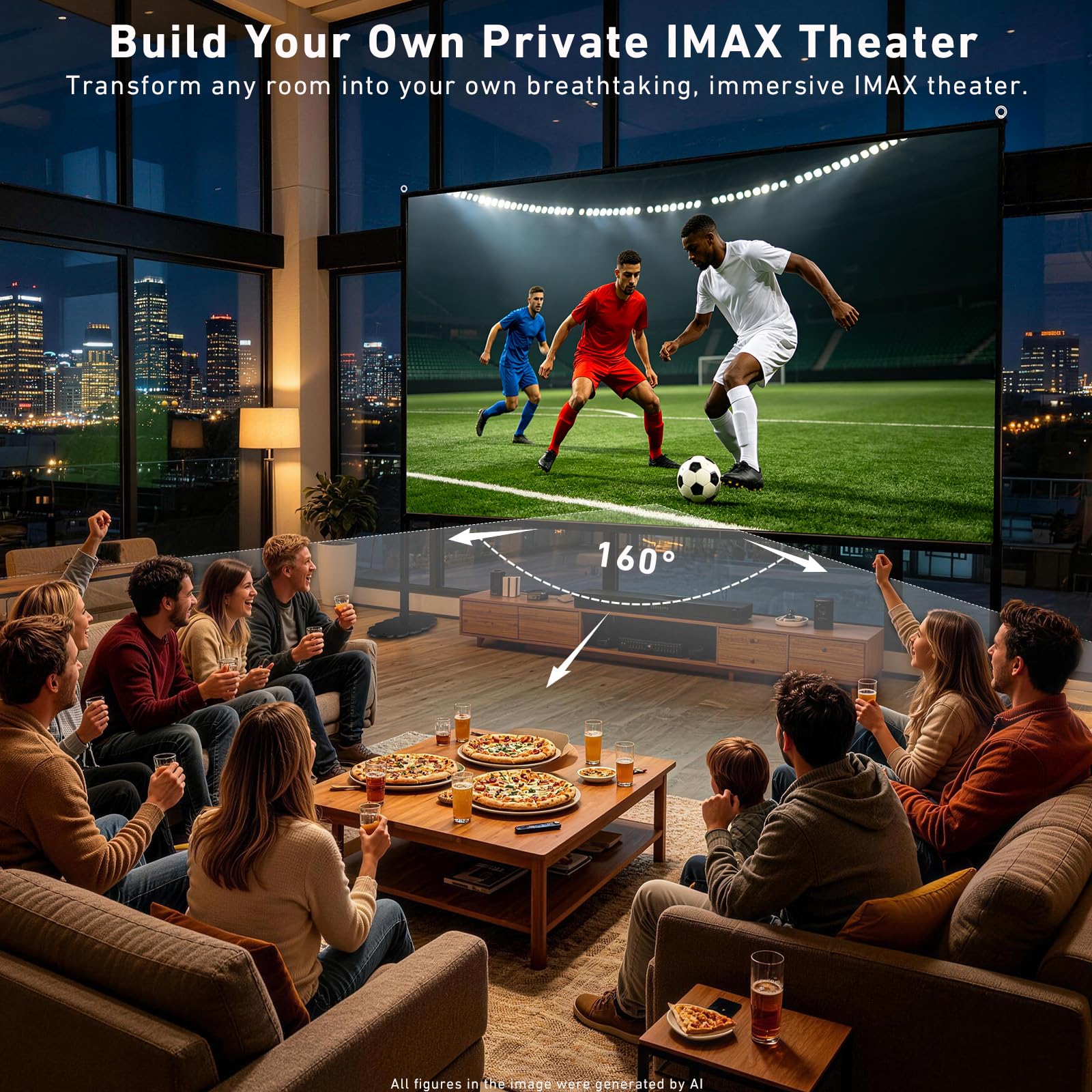 150 Zoll Projektor-Leinwand mit Ständer, 16:9 4K HD tragbare Outdoor-Filmleinwand, faltenfrei, faltbar, Innenprojektionsleinwand mit Tragetasche & Bodennägeln für Hinterhofkino Heimkino