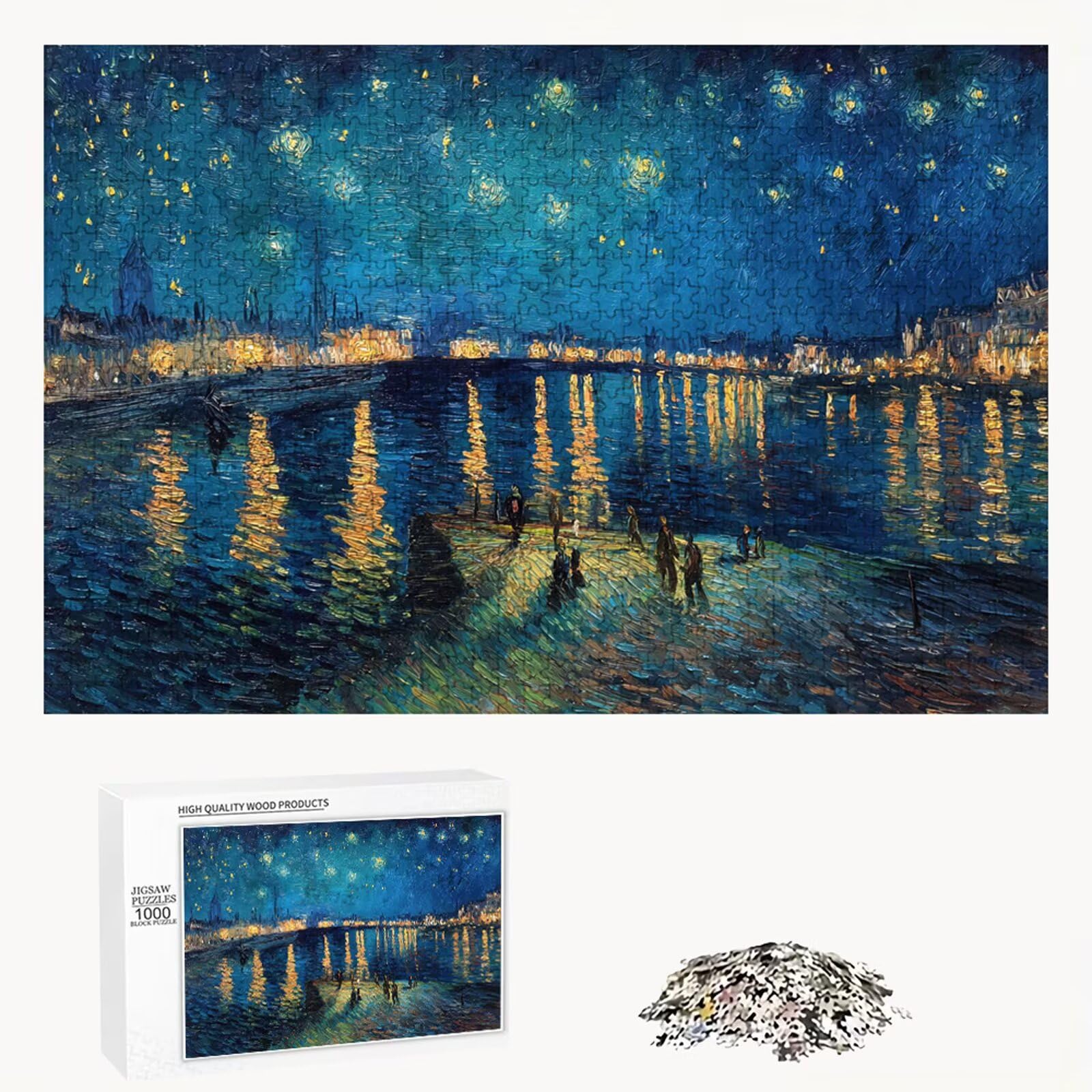 Puzzle 2000 elementów - Gwiaździste niebo i nocny widok - Trwałe drewniane puzzle z literami na plecach - 75 x 105 cm - Kreatywne hobby bez kurzu - Artykuł kolekcjonerski i ponad 14 lat P3#150