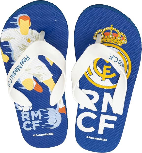 CF Real Madrid Tongs Garçons Sandales Été Football - Design Club Officiel, Tailles EU 28 à 35