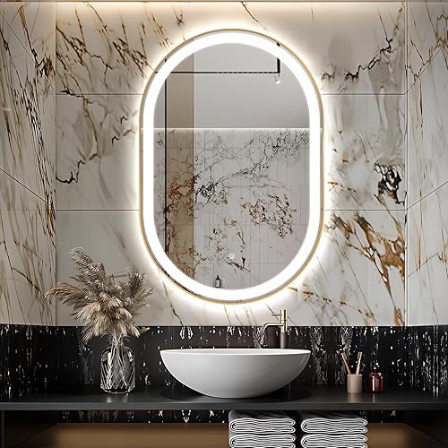 24"x36" Oval LED Bathroom Mirror, Oval Lighted Vanity Bathroom Mirror