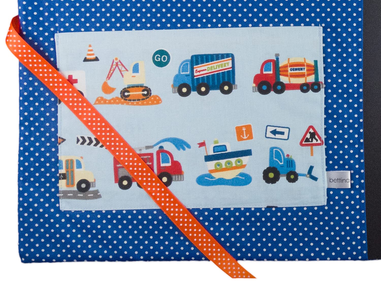bettina bruder - Sammelmappe DIN A3 - innen 30 Sichthüllen - Auto hellblau bunt orange - innen Punkte blau weiß