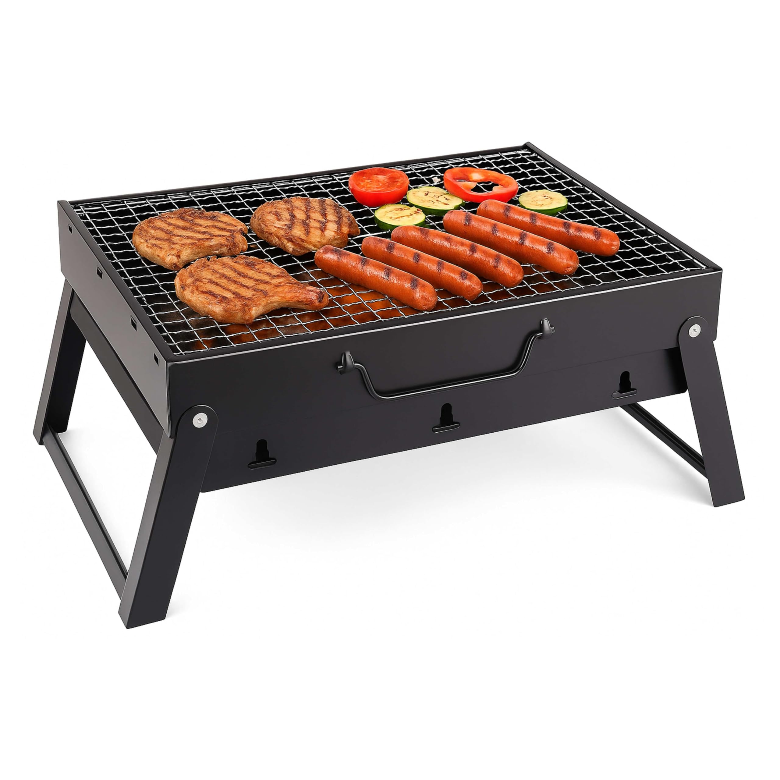 Barbecue au charbon pliable en fer durable avec installation facile